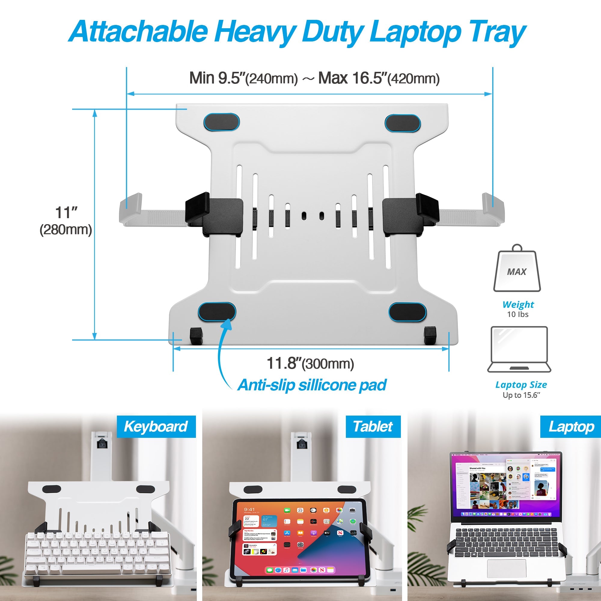 AVLT Laptop & Monitor Desk Mount USB-C Dual Mount Dock - White