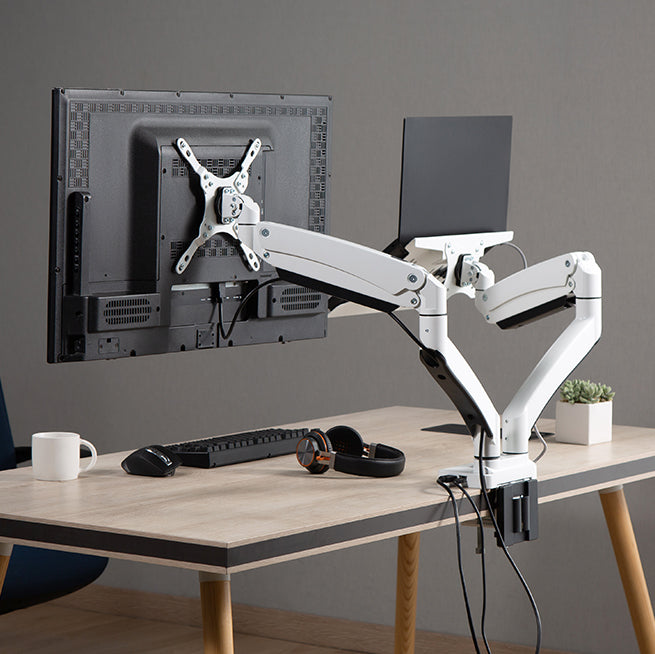 AVLT Laptop & Monitor Desk Mount USB-C Dual Mount Dock - White