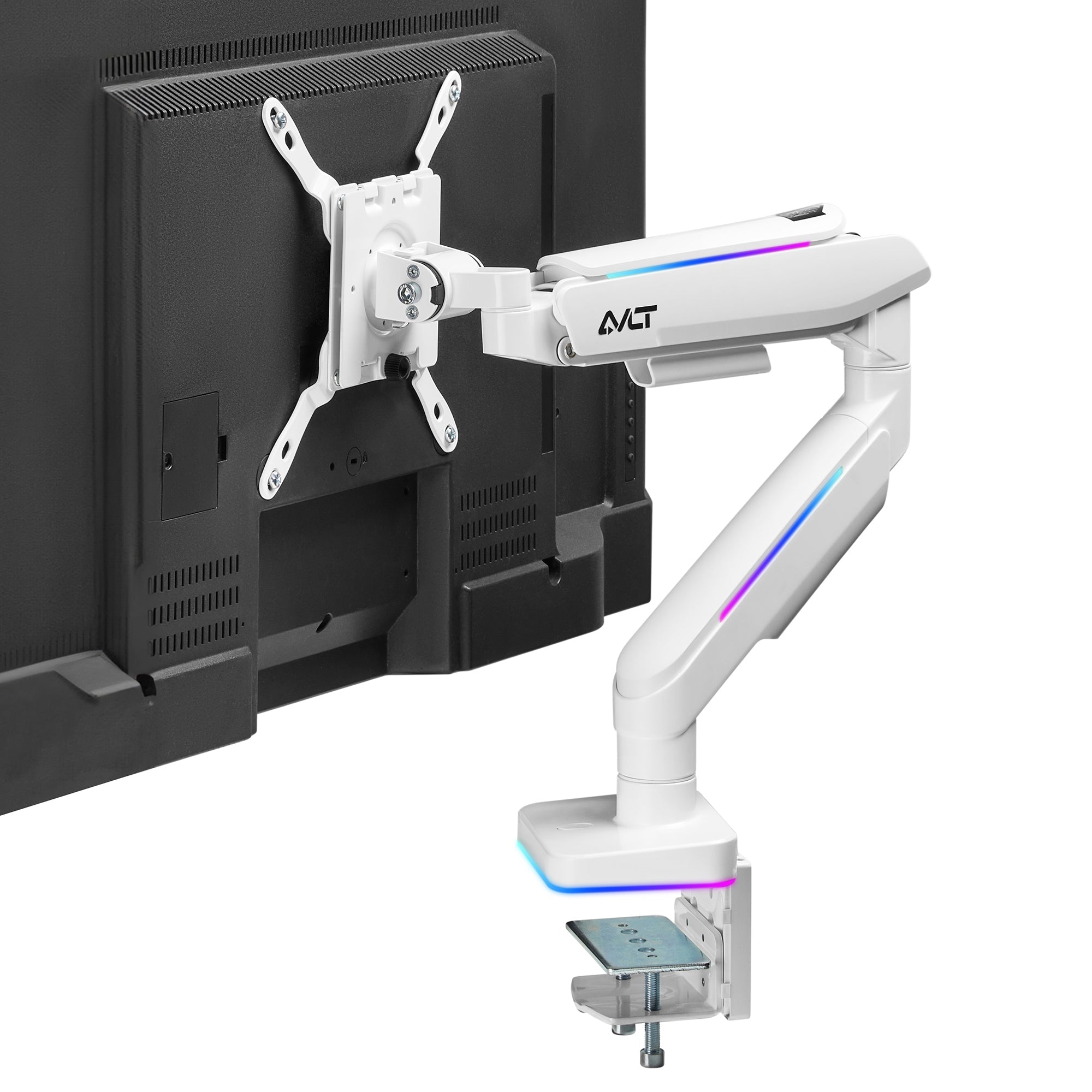AVLT RGB Button Gaming Single 49-inch Monitor Arm - White