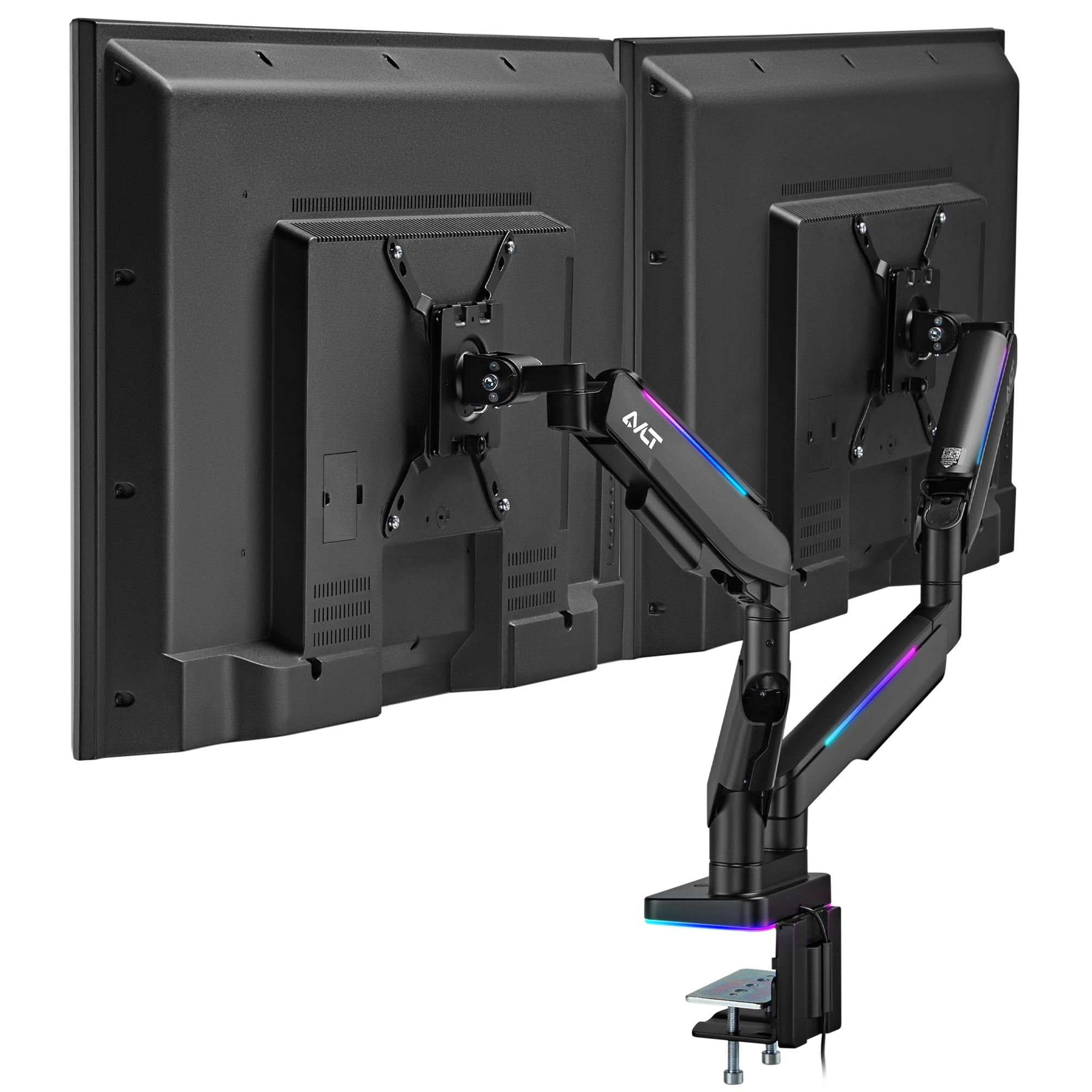 AVLT RGB Button Gaming Dual 43-inch Monitor Arm - Black