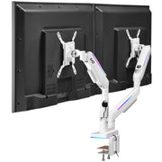 AVLT RGB Button Gaming Dual 43-inch Monitor Arm - White