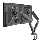 AVLT Dual 43-inch Monitor Desk Mount Touch Control RGB Gaming Lights - Gray