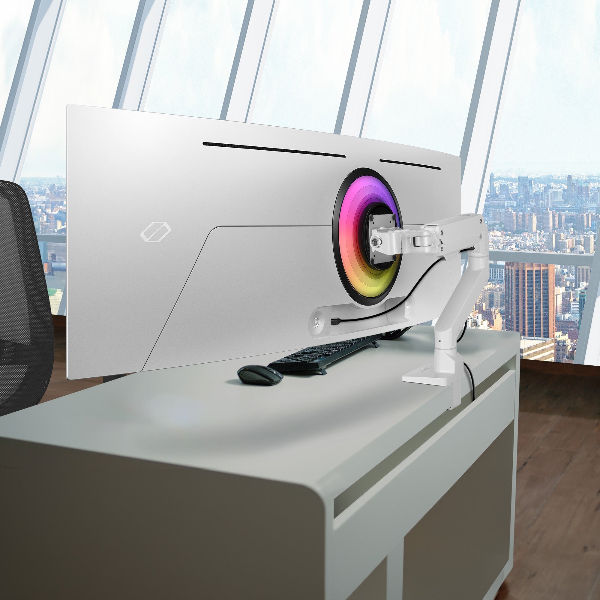 AVLT Single 57-inch Heavy Duty Monitor Arm Top Mount - White