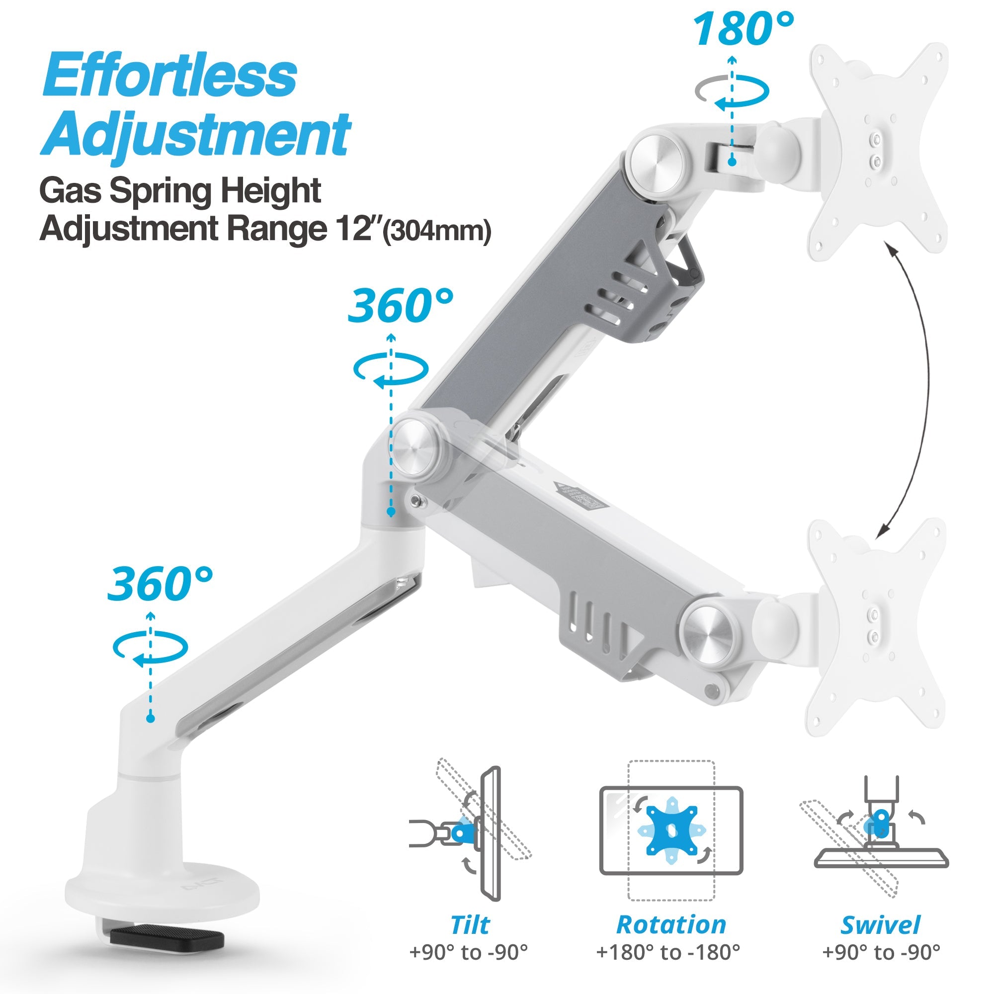 AVLT Heavy-Duty Premium New Top Mounting Desk Mount - Single - White