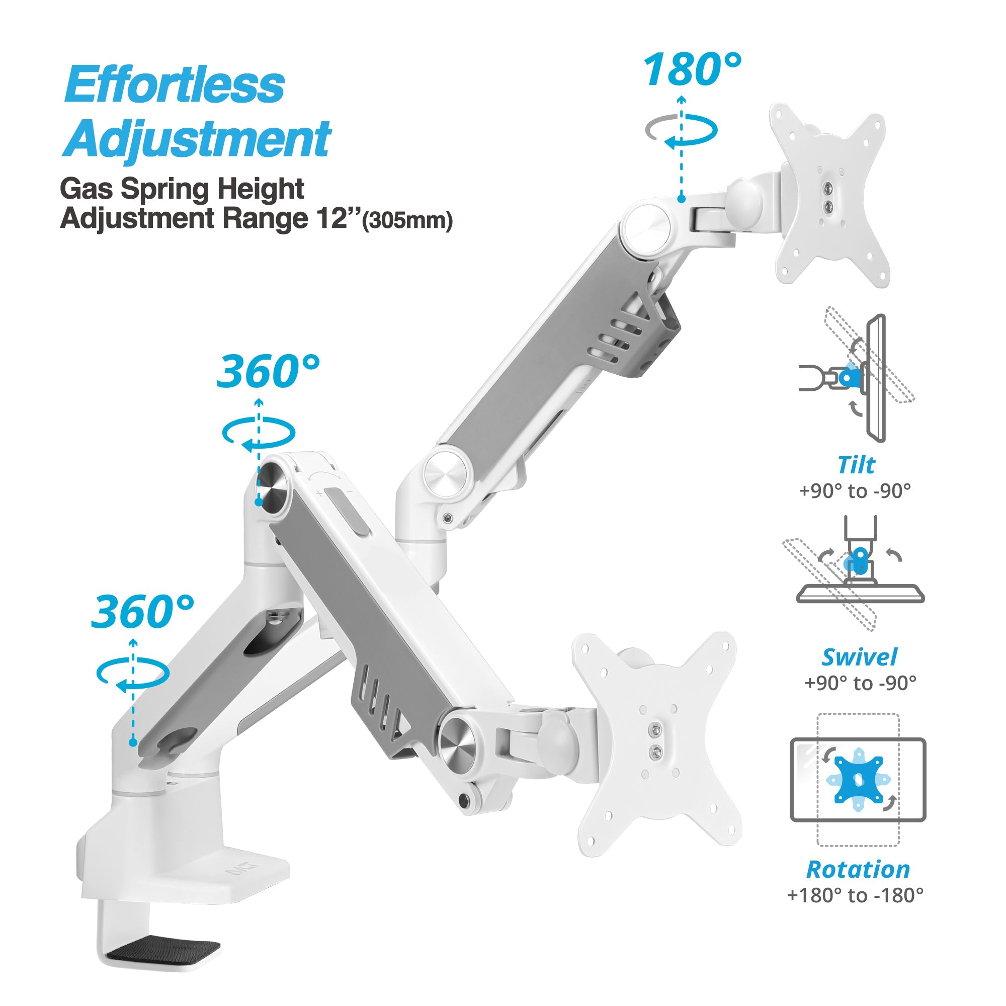AVLT Heavy-Duty Premium New Top Mounting Desk Mount - Dual - White
