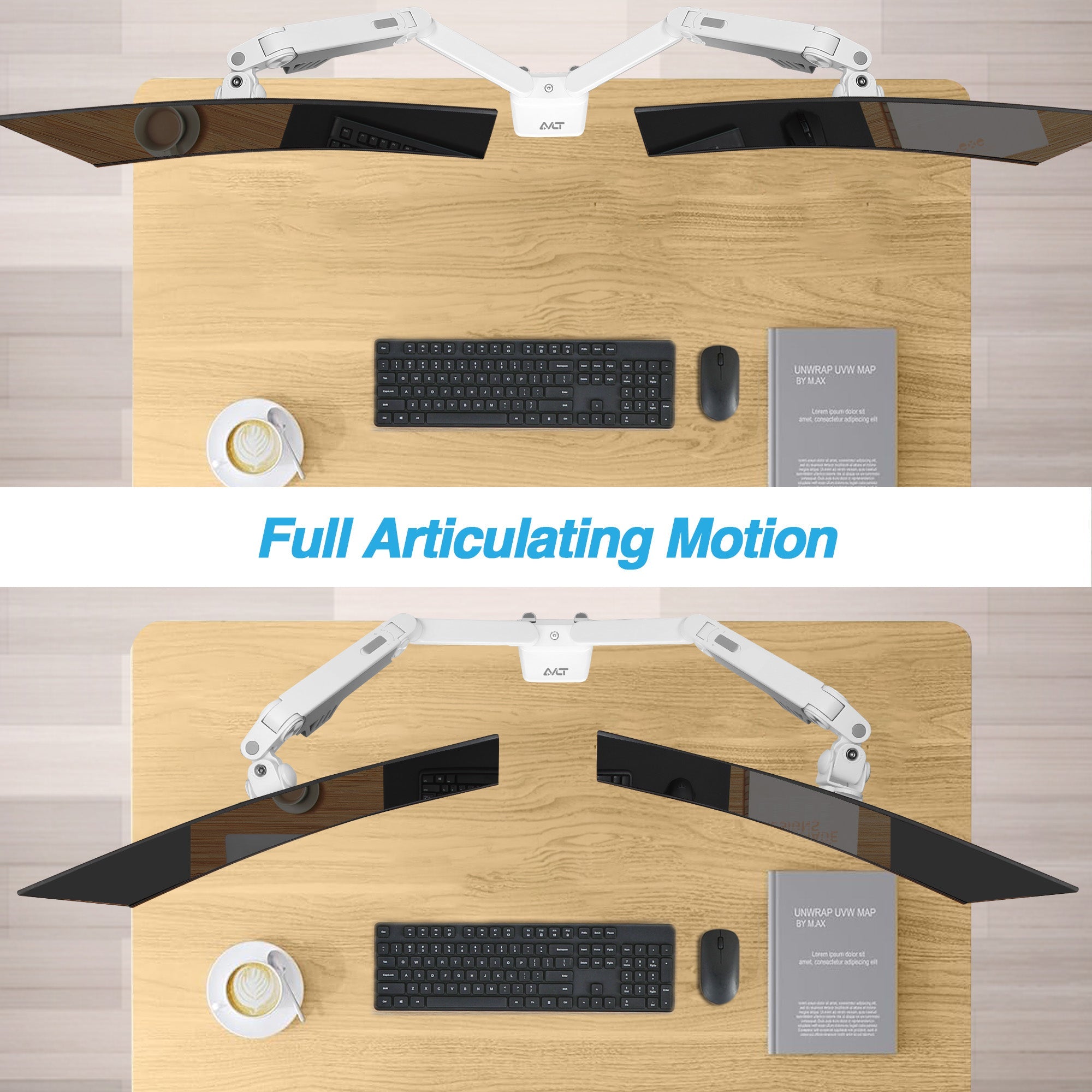 AVLT Heavy-Duty Premium New Top Mounting Desk Mount - Dual - White