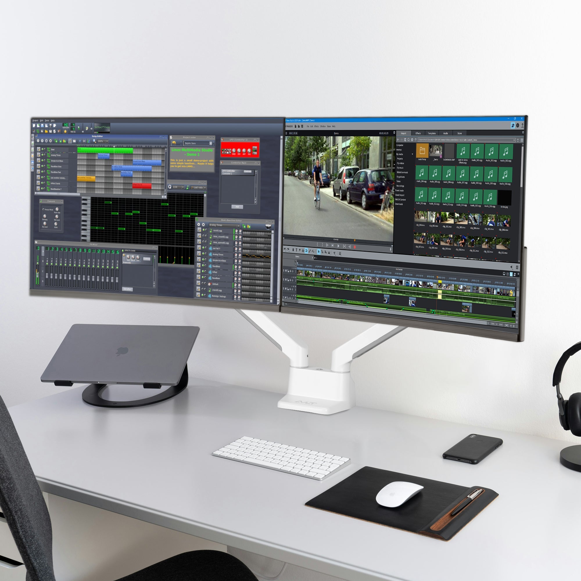 AVLT Heavy-Duty Premium New Top Mounting Desk Mount - Dual - White