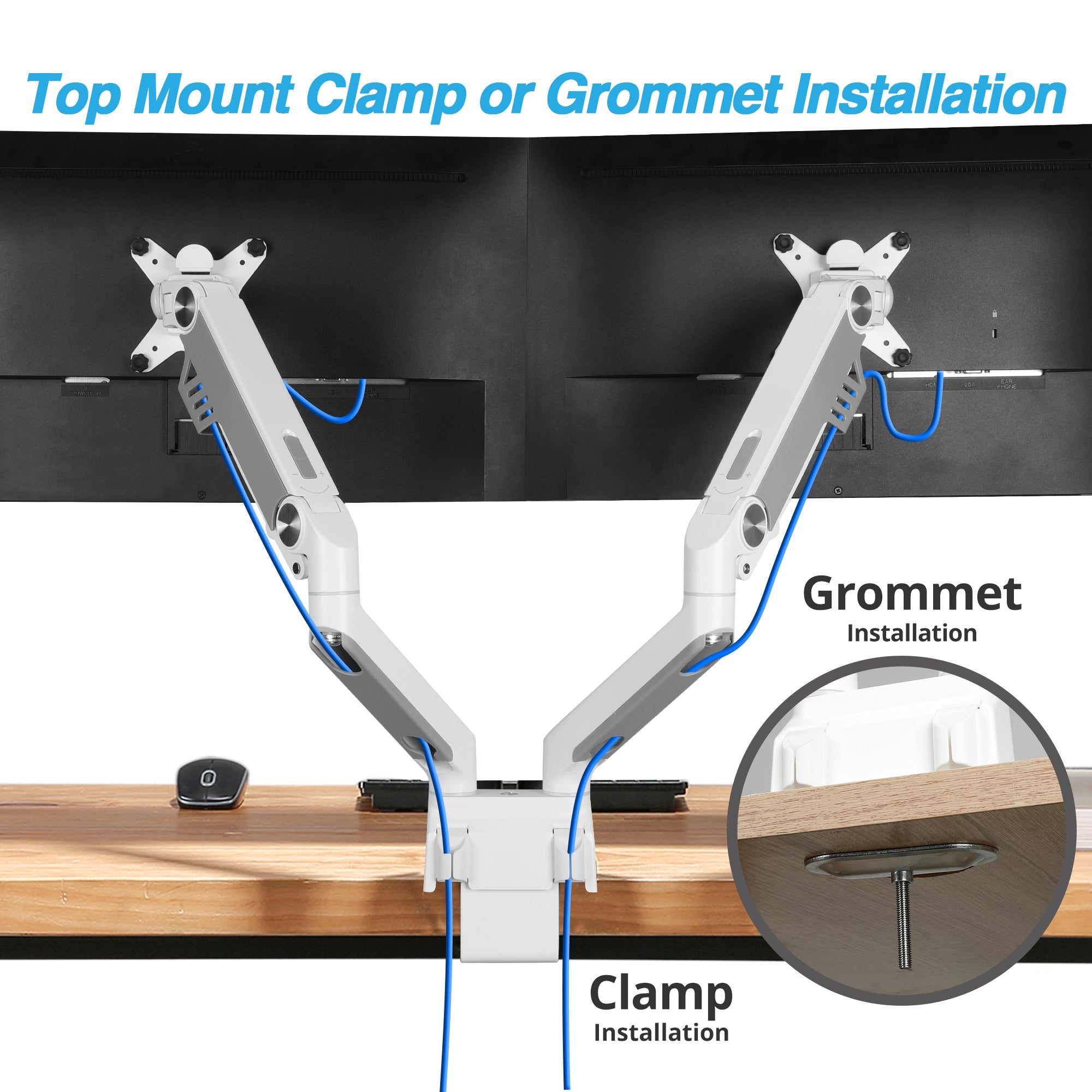 AVLT Heavy-Duty Premium New Top Mounting Desk Mount - Dual - White