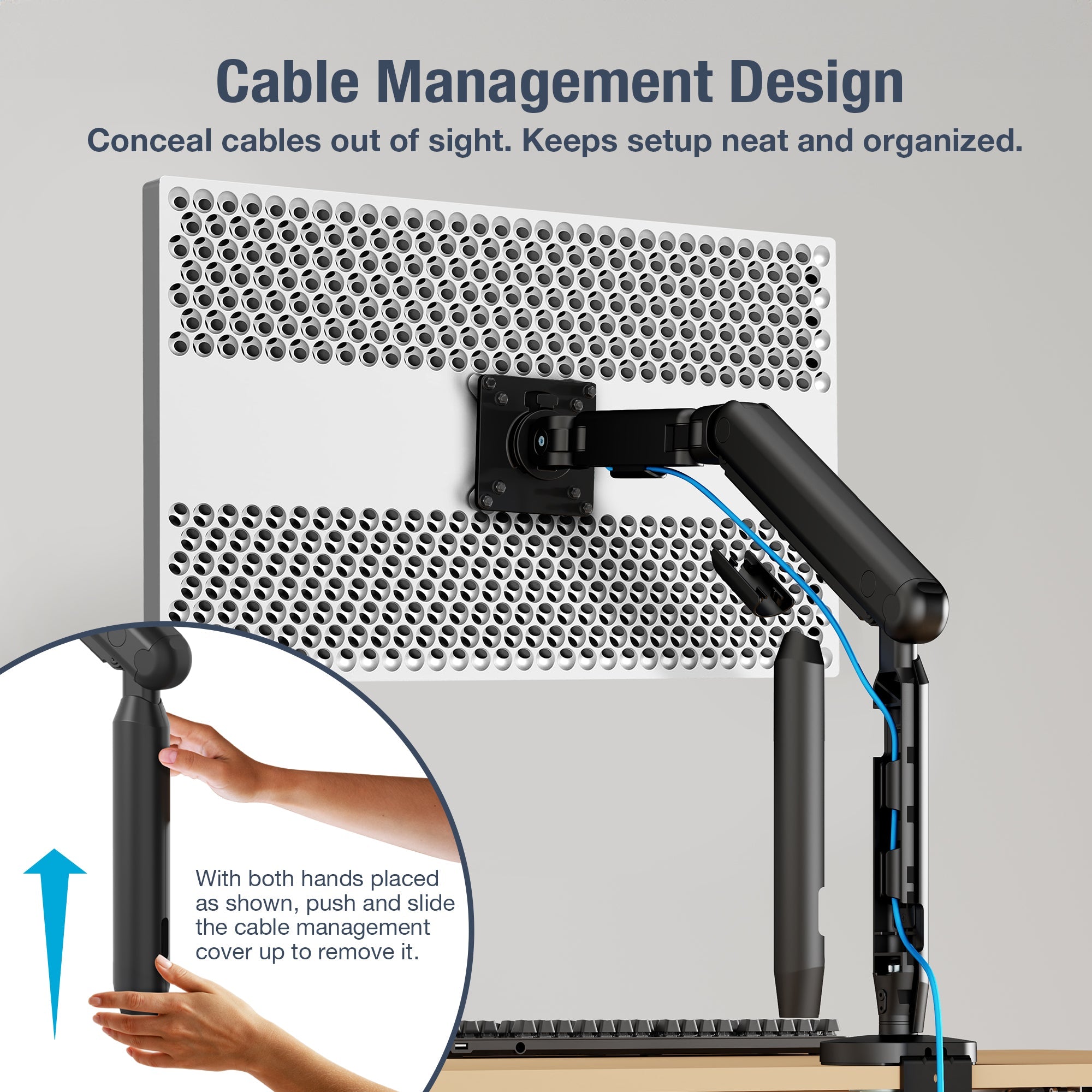 AVLT Single 40 Inch Easel Monitor Arm With USB-C USB-A Ports - Black