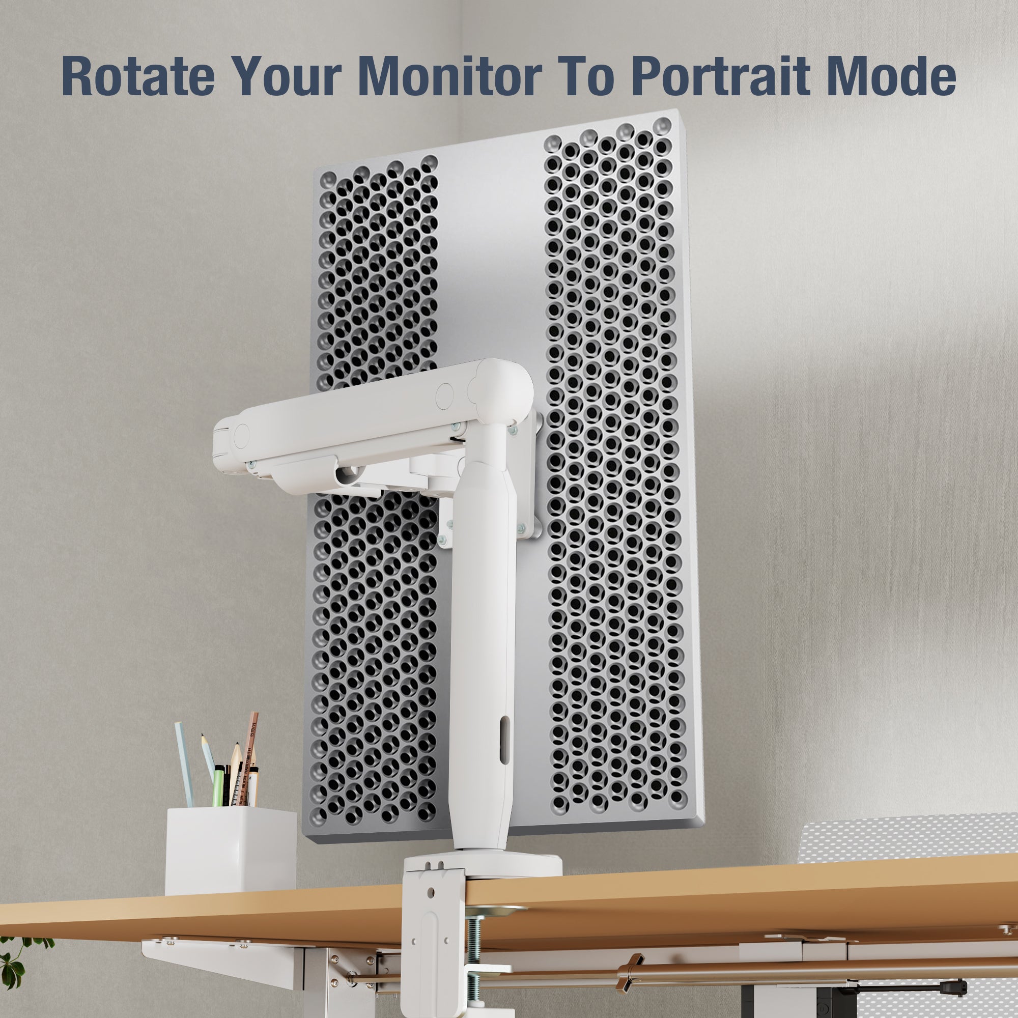 AVLT Single 40 Inch Easel Monitor Arm With USB-C USB-A Ports - White
