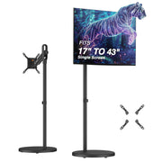 AVLT Single 43 Inch Portable Monitor Arm TV Rolling Stand With Heavy Base - Black