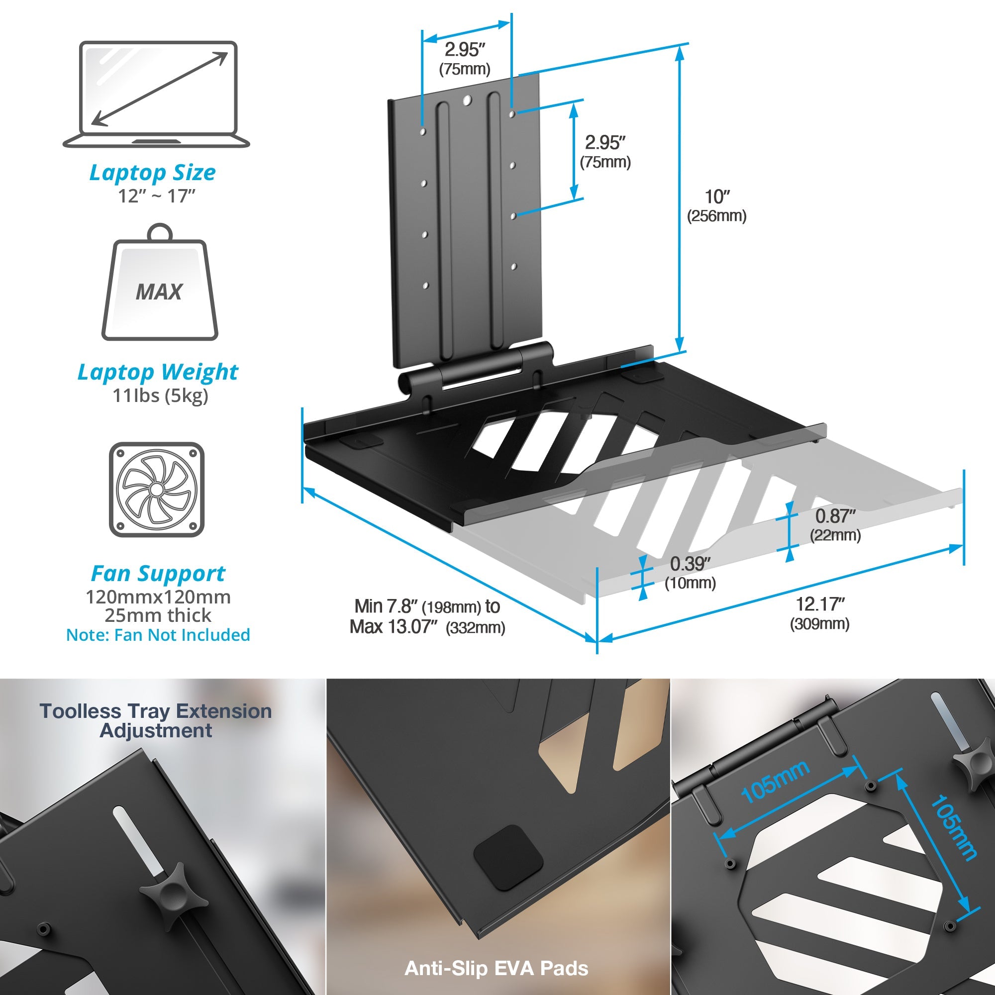 AVLT Laptop & 38 Inch Monitor Desk Mount USB-C Dual Mount Dock - Black