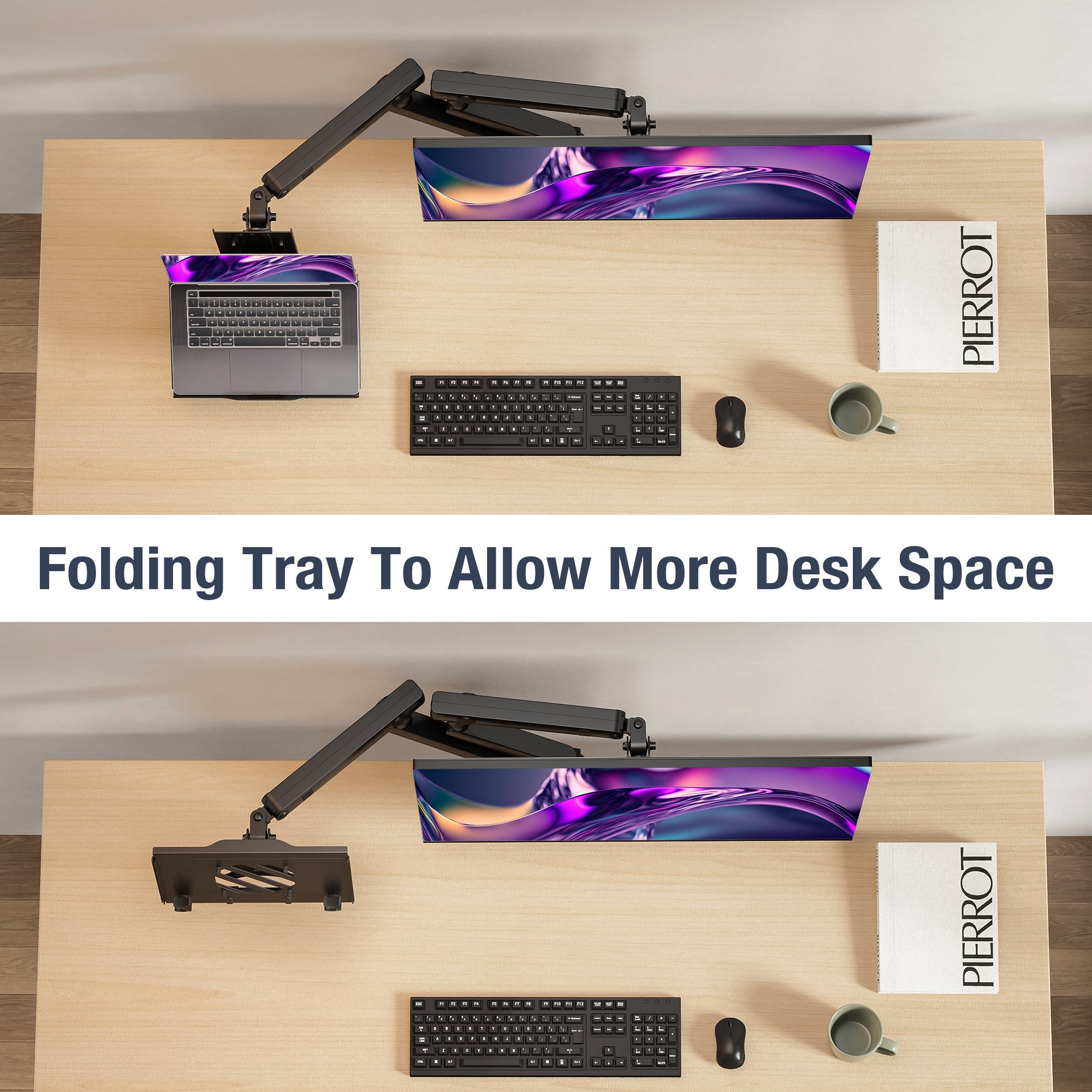 AVLT Laptop & 38 Inch Monitor Desk Mount USB-C Dual Mount Dock - Black