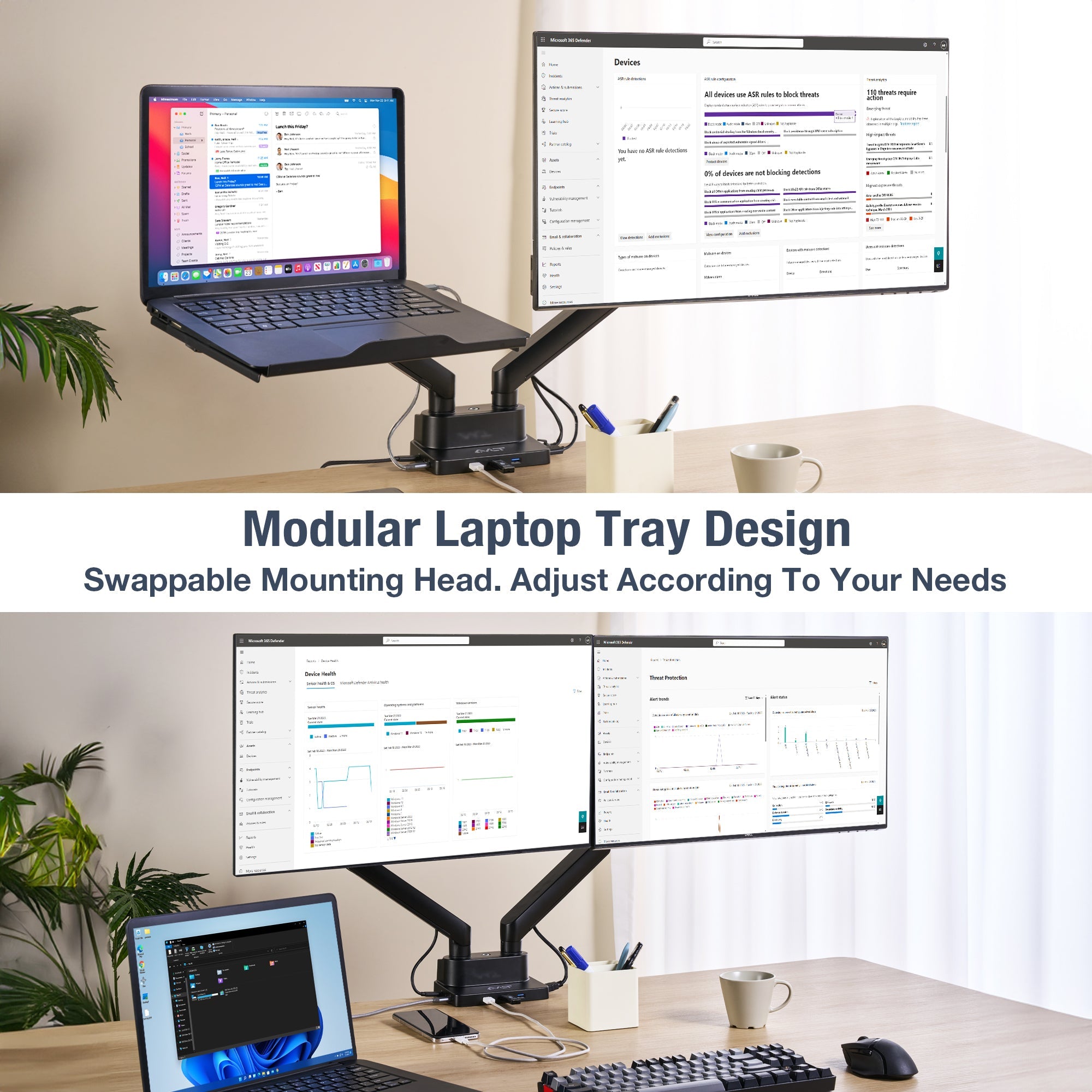 AVLT Laptop & 38 Inch Monitor Desk Mount USB-C Dual Mount Dock - Black