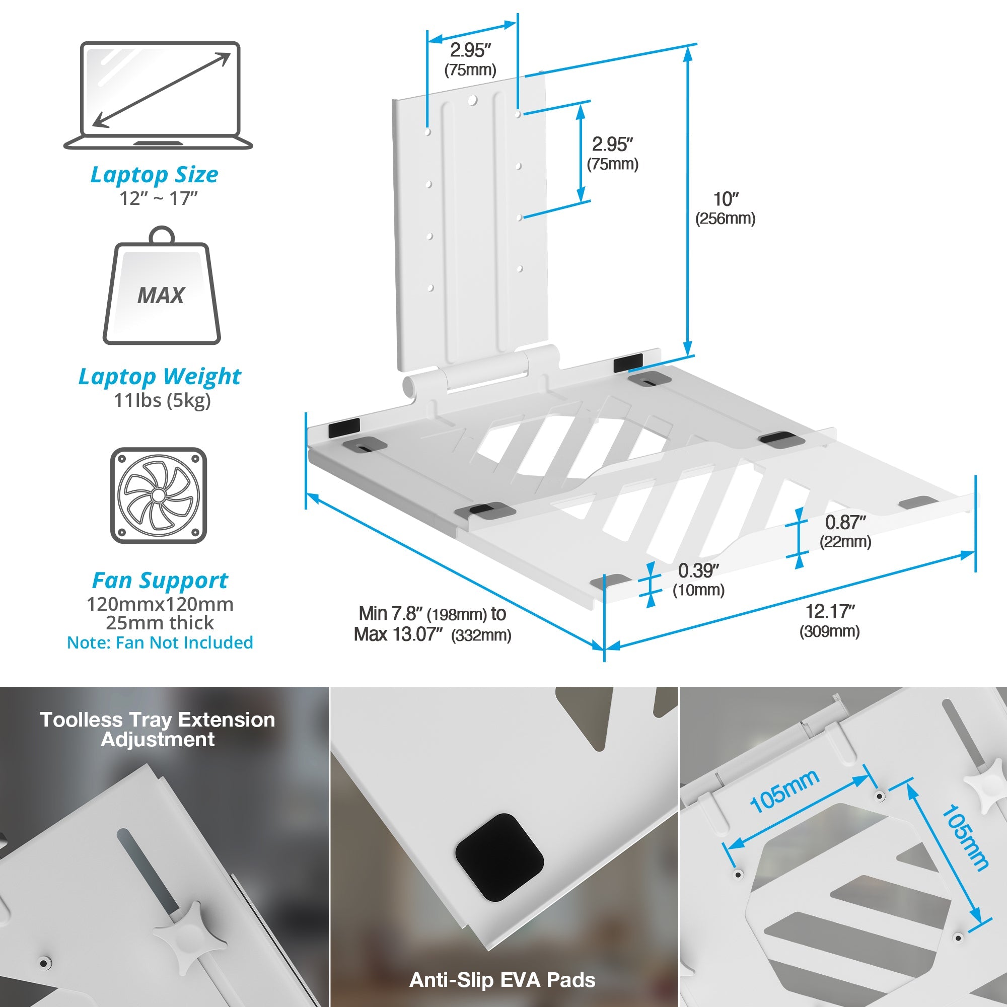 AVLT Laptop & 38 Inch Monitor Desk Mount USB-C Dual Mount Dock - White