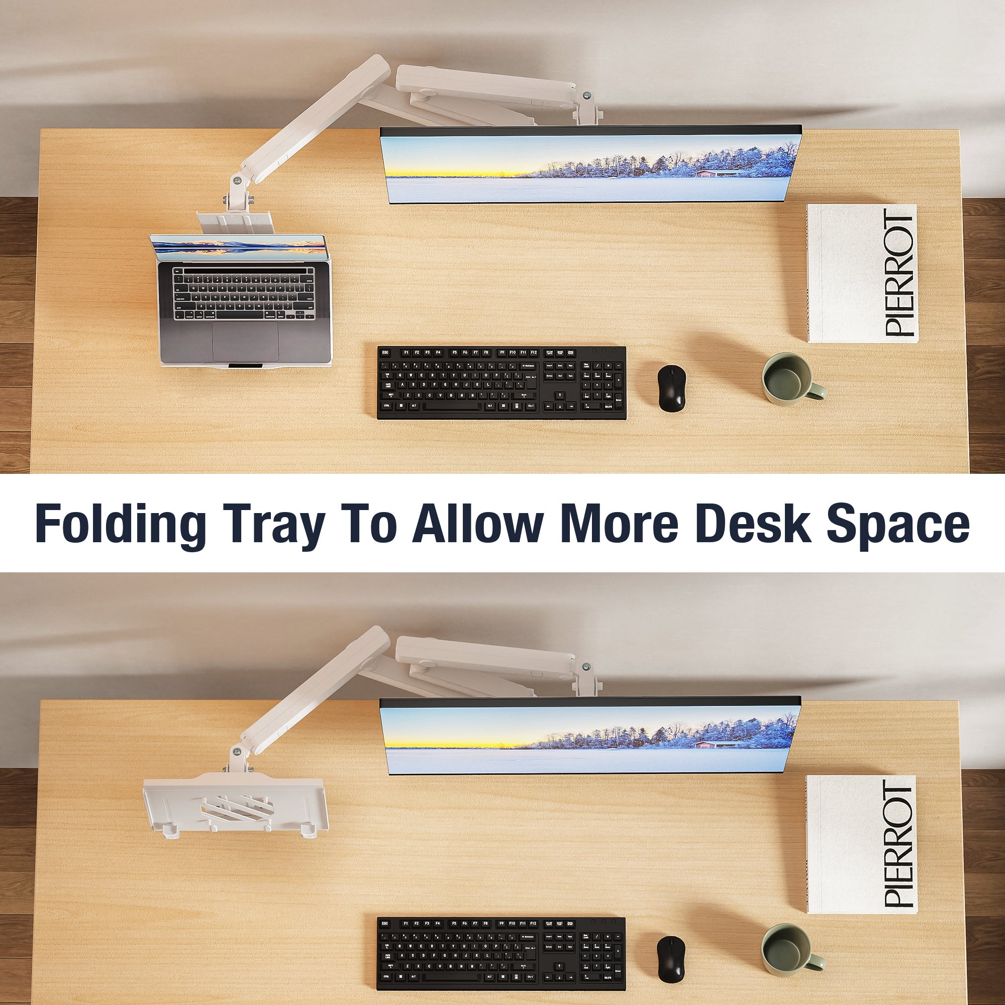 AVLT Laptop & 38 Inch Monitor Desk Mount USB-C Dual Mount Dock - White