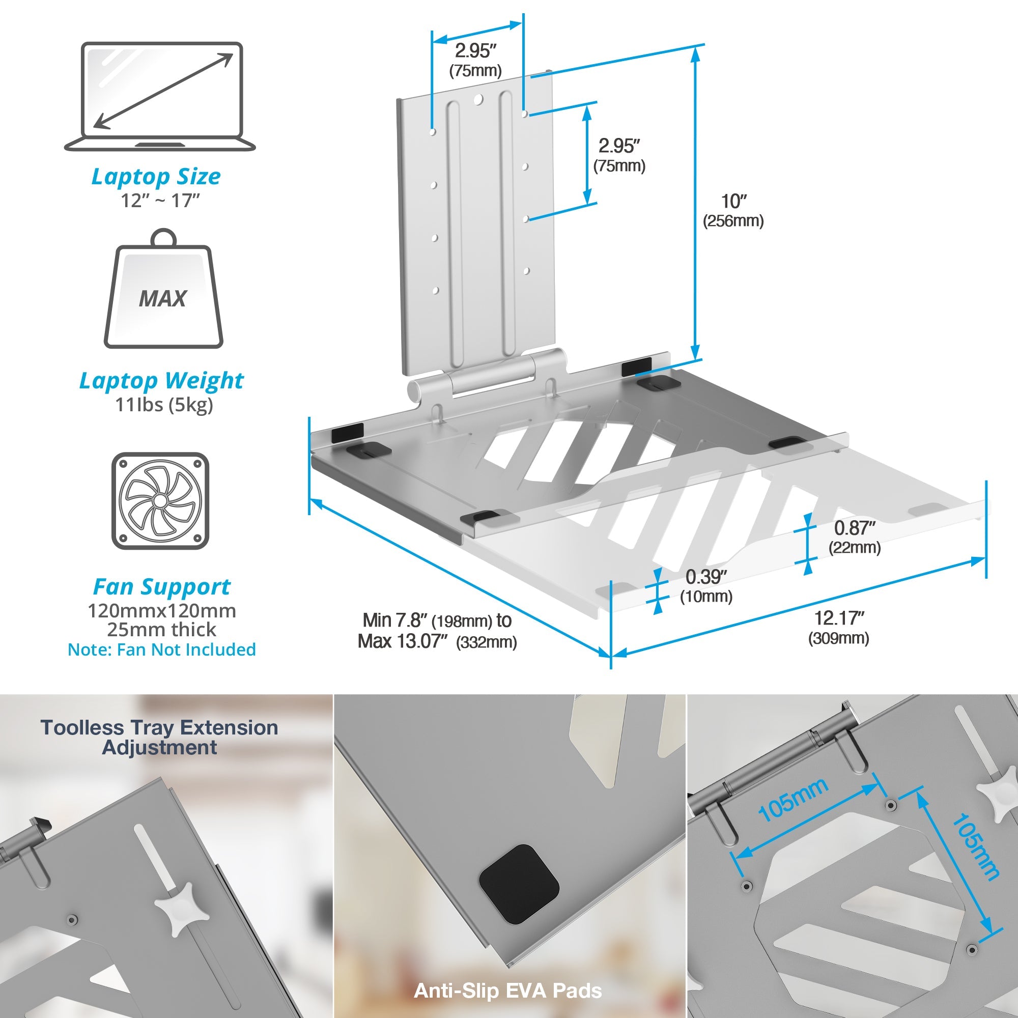 AVLT Laptop & 38 Inch Monitor Desk Mount USB-C Dual Mount Dock - Gray