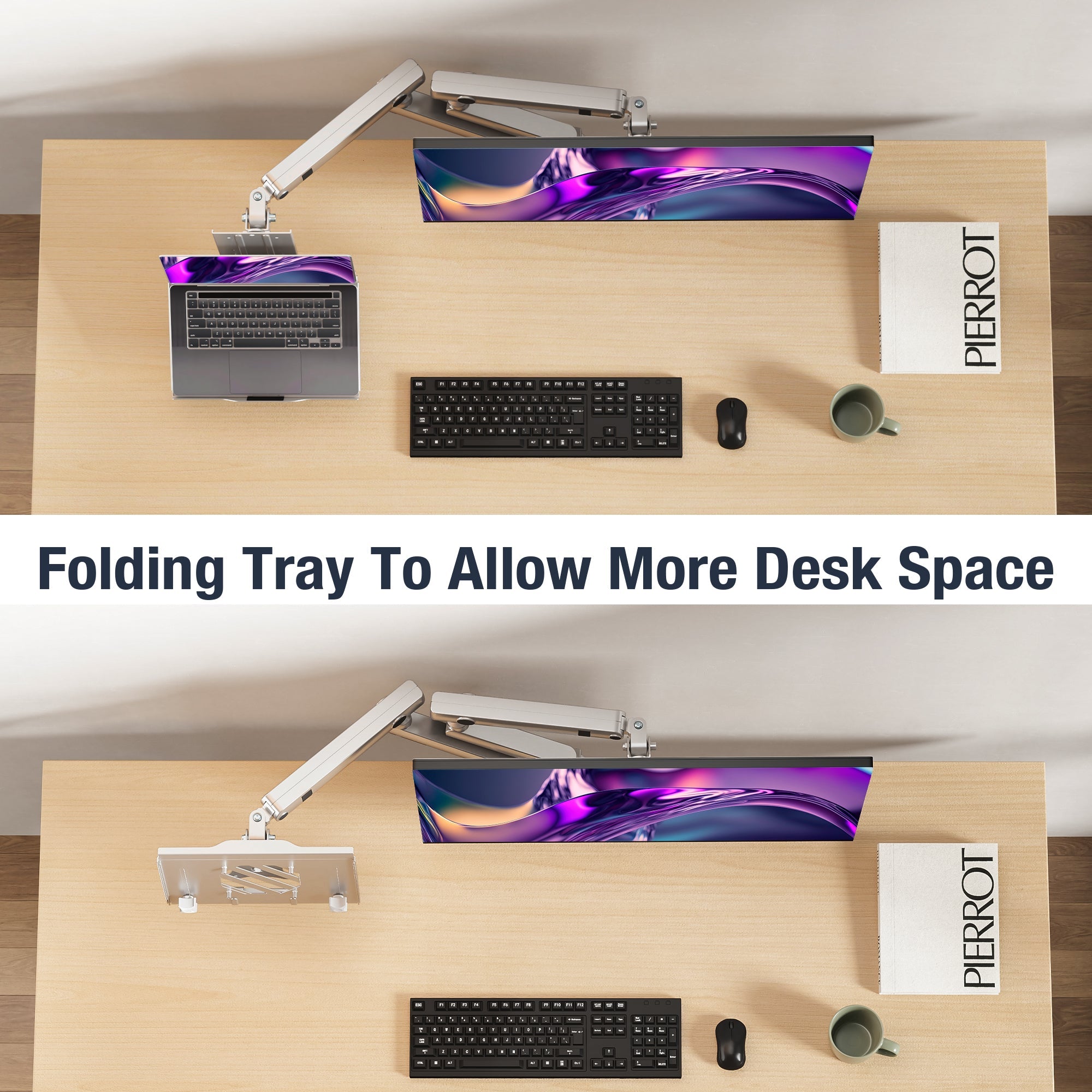 AVLT Laptop & 38 Inch Monitor Desk Mount USB-C Dual Mount Dock - Gray