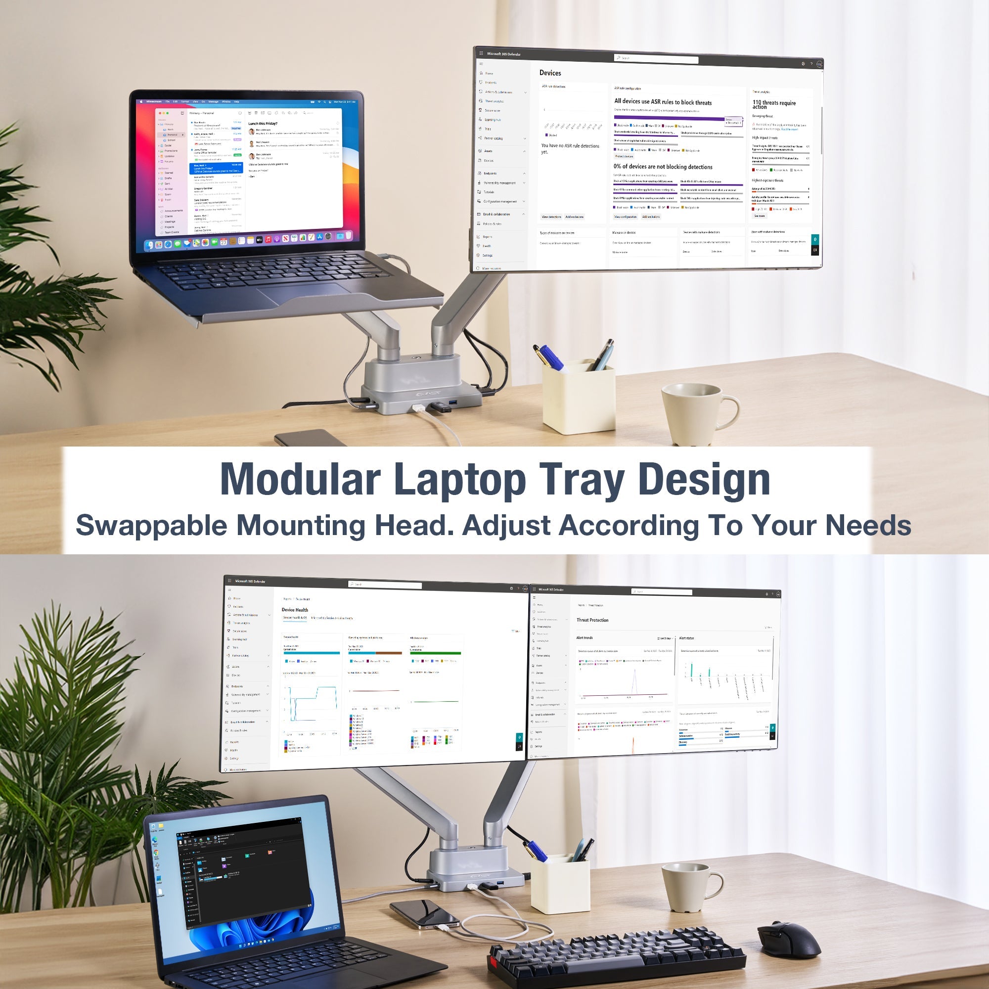 AVLT Laptop & 38 Inch Monitor Desk Mount USB-C Dual Mount Dock - Gray