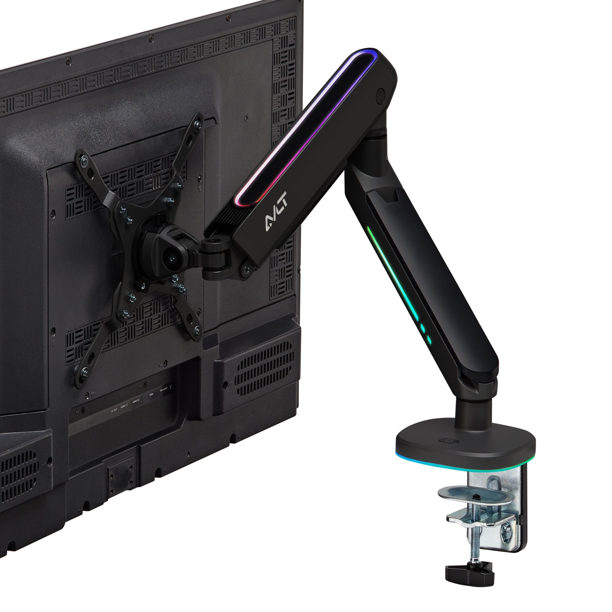 AVLT Single 45-inch Monitor Desk Mount Touch Control RGB Gaming Lights - Black
