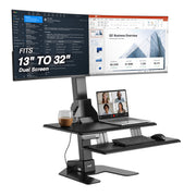 AVLT Electric Dual Monitor Sit-Stand Workstation - Black