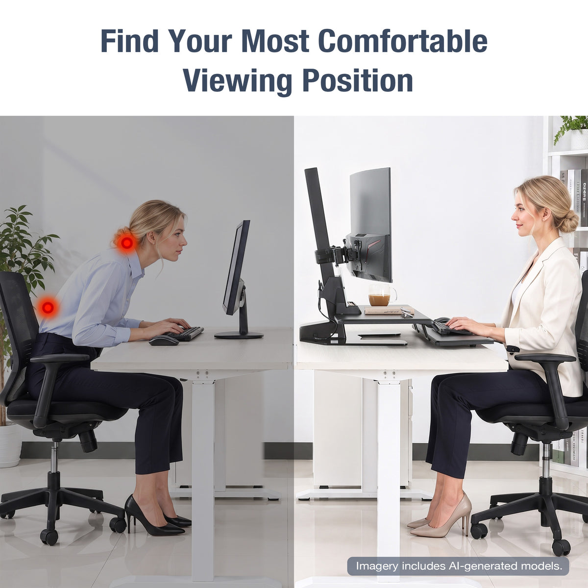 AVLT Electric Dual Monitor Sit-Stand Workstation - Black