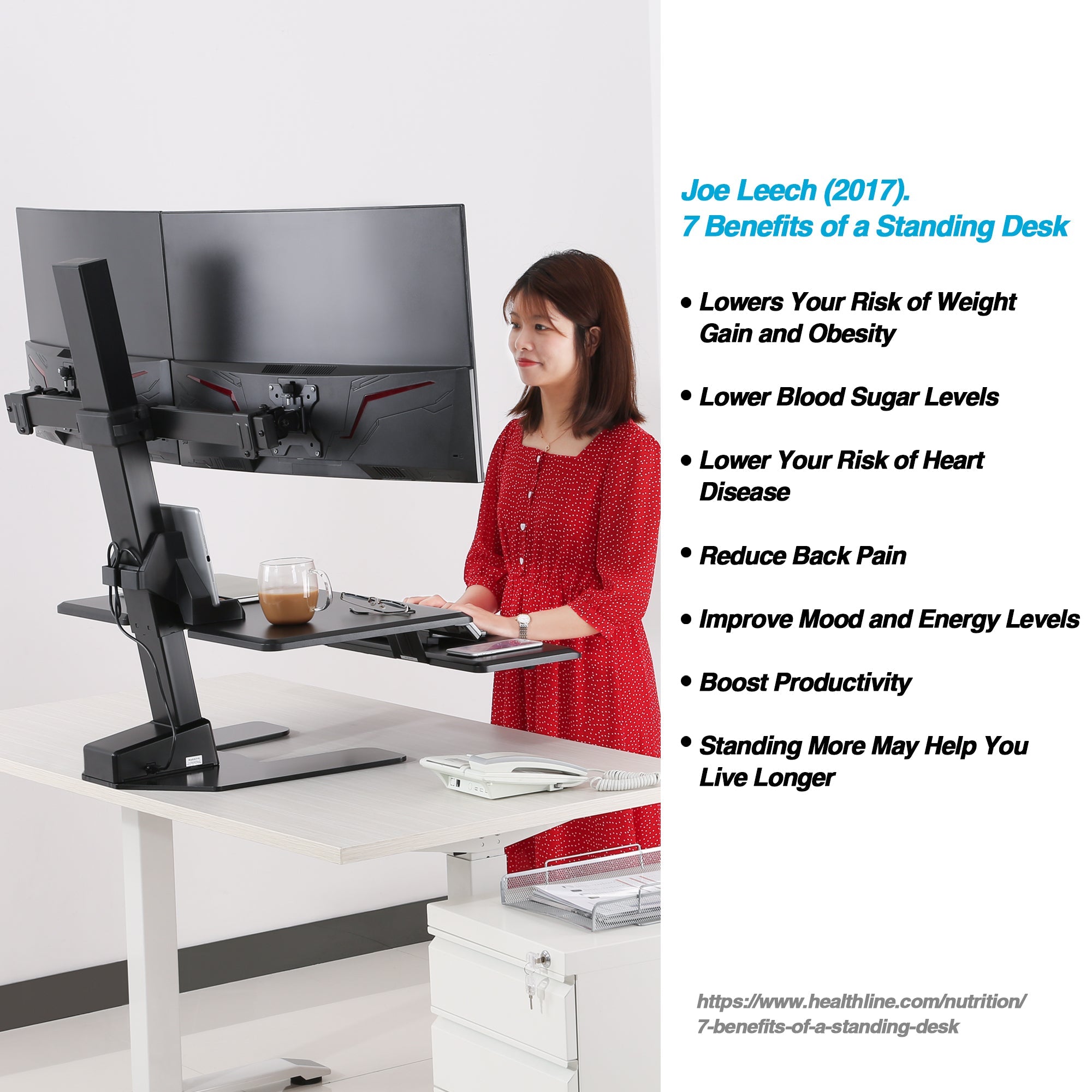 AVLT Electric Dual Monitor Sit-Stand Workstation - Black