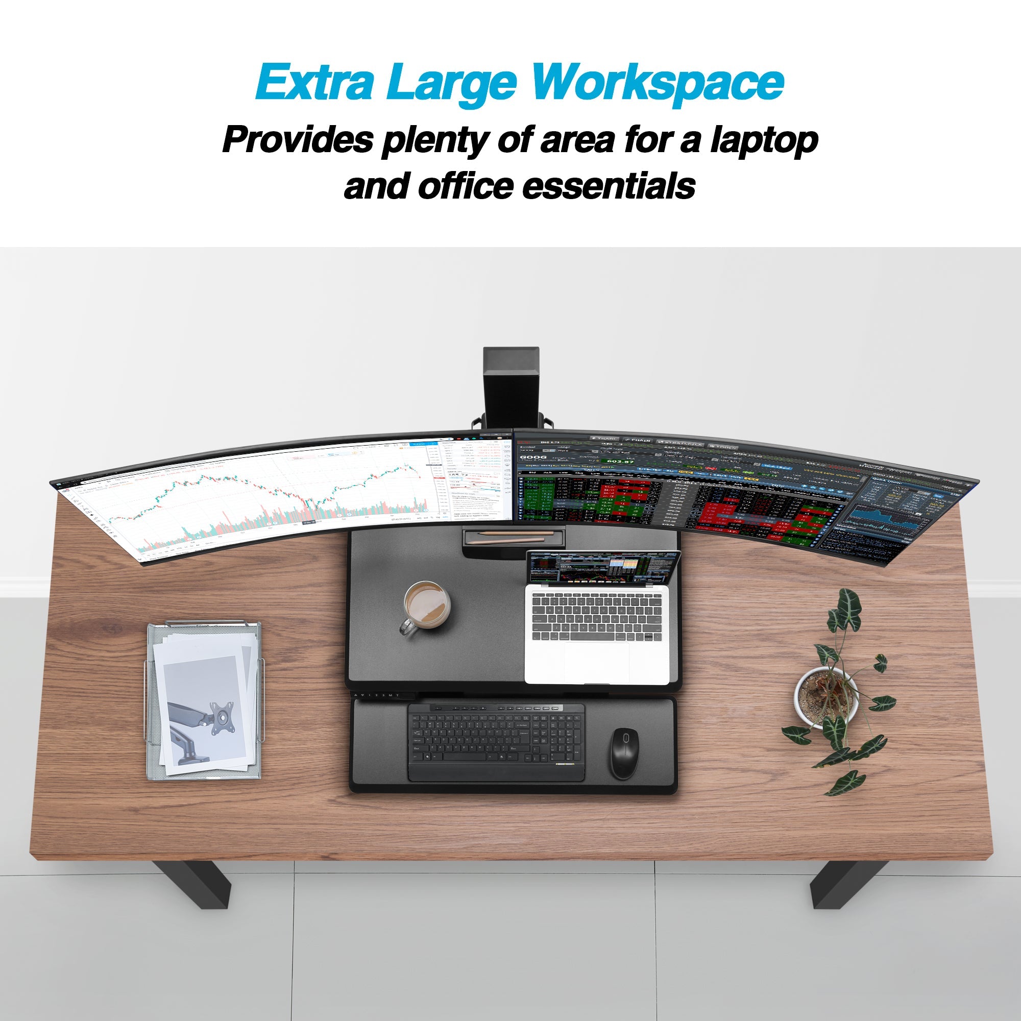 AVLT Electric Dual Monitor Sit-Stand Workstation - Black