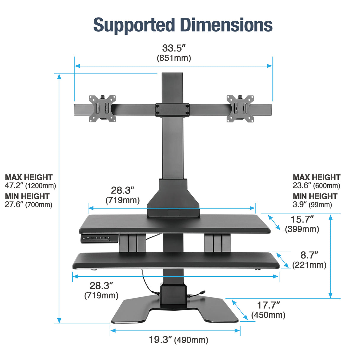 AVLT Electric Dual Monitor Sit-Stand Workstation - Black