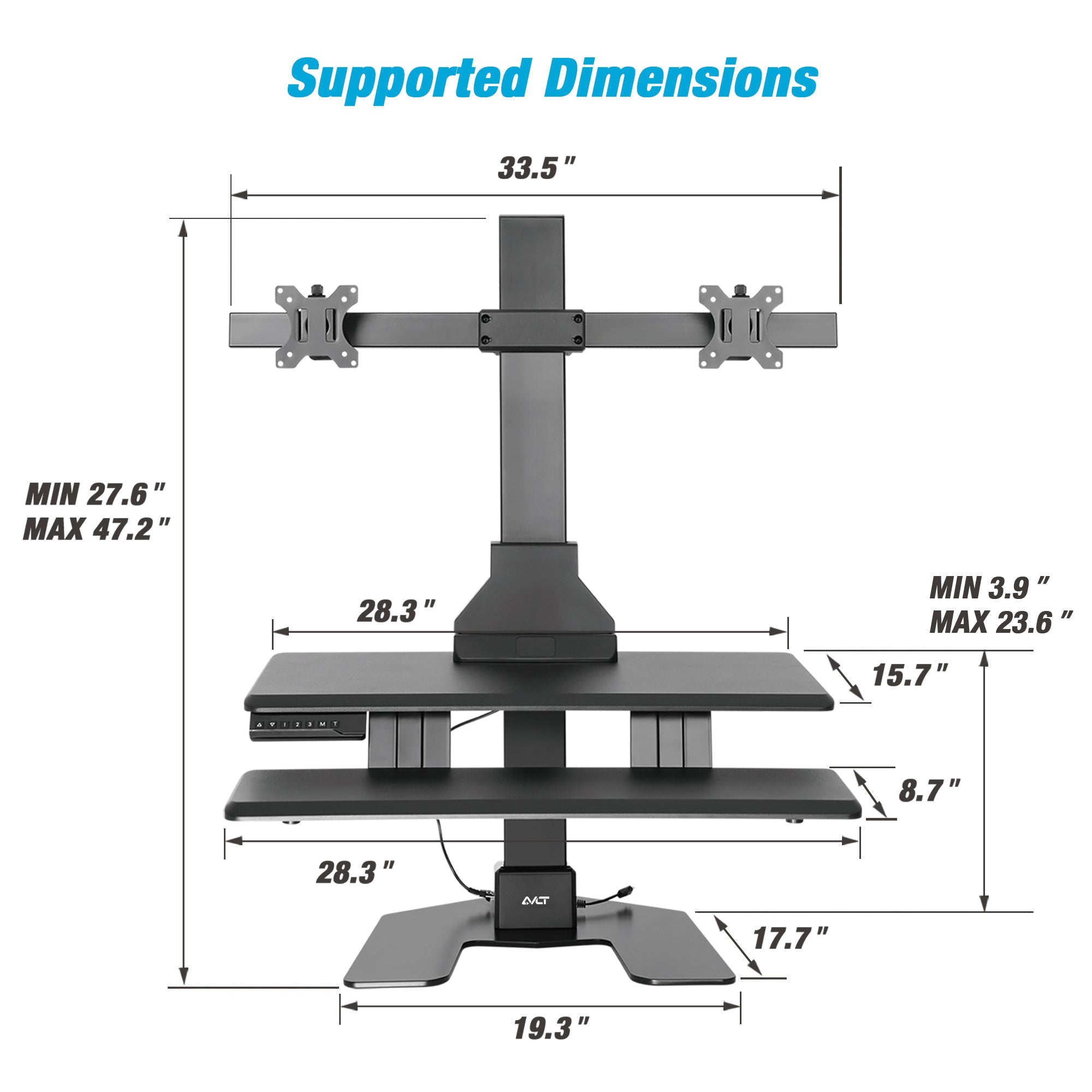 AVLT Electric Dual Monitor Sit-Stand Workstation - Black
