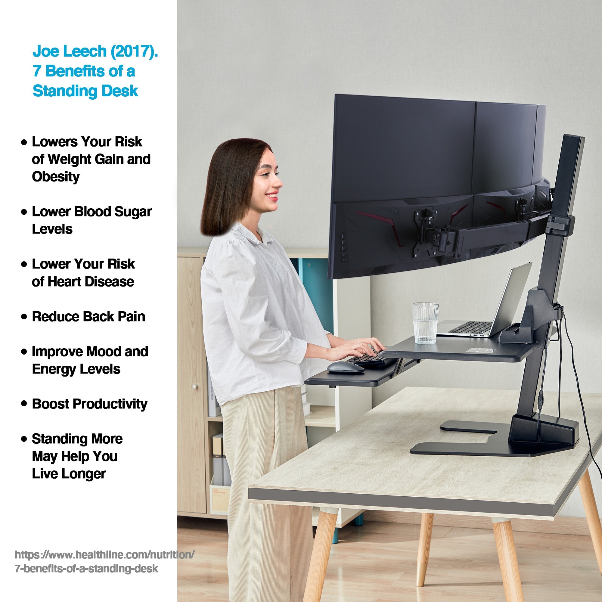 AVLT Electric Triple Monitor Sit-Stand Workstation - Black