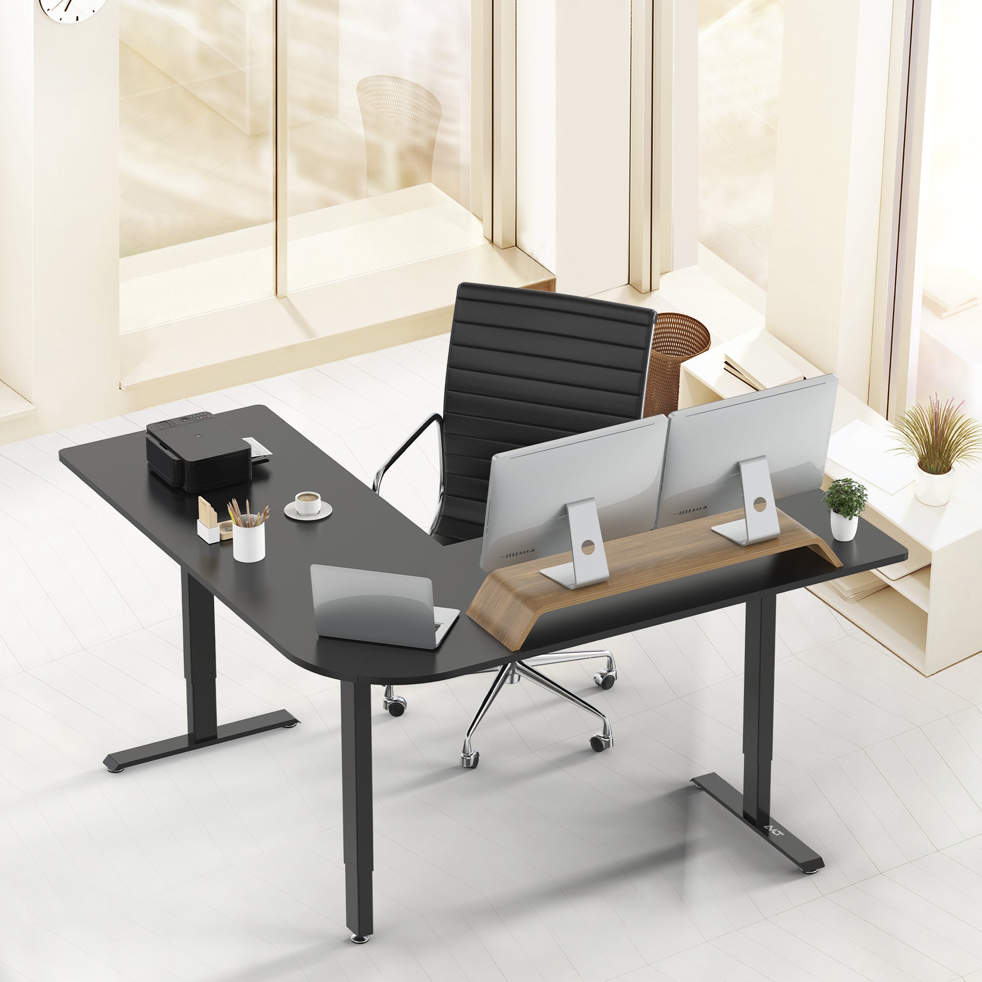 AVLT Electric 3 Leg Corner Standing Desk Frame - Black