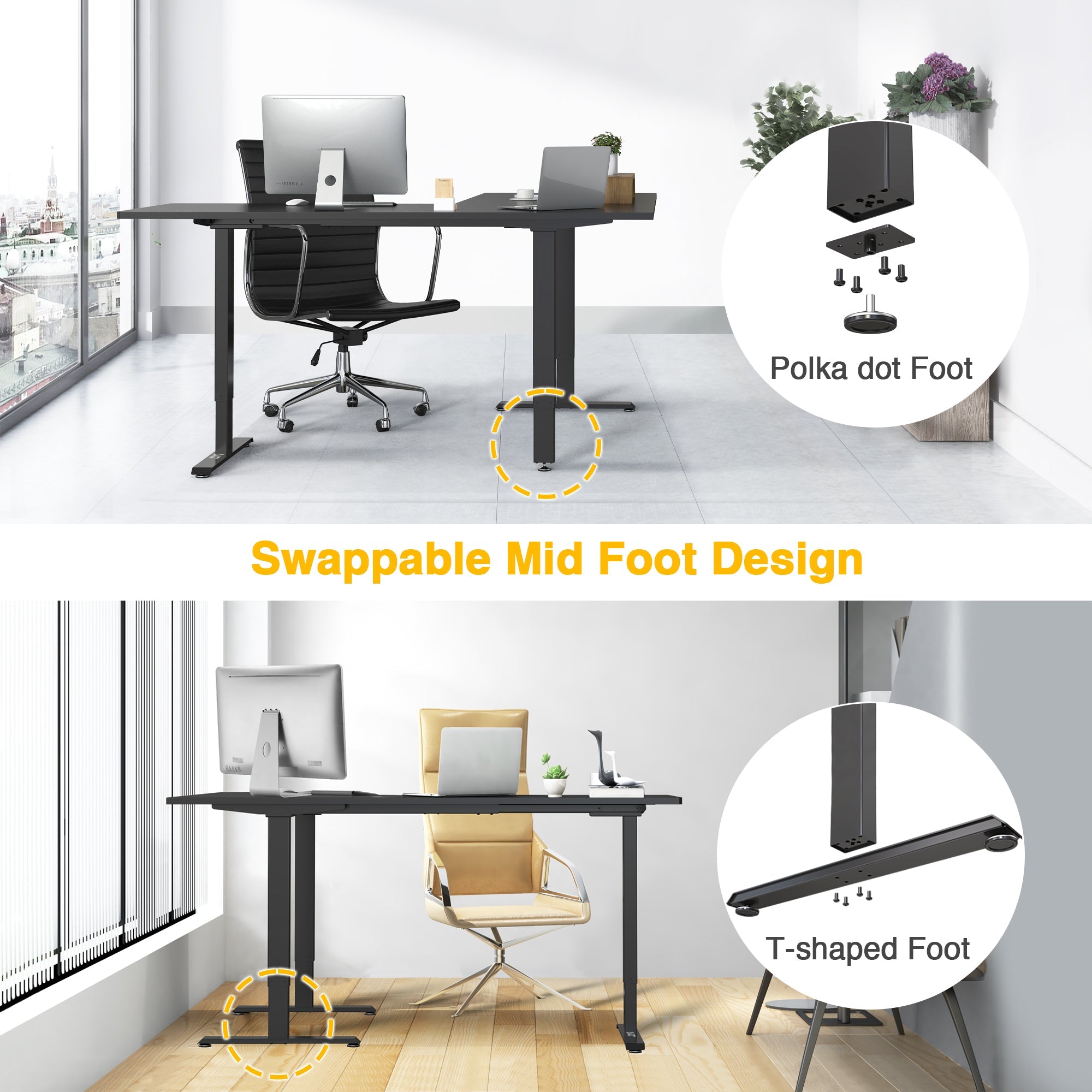 AVLT Electric 3 Leg Corner Standing Desk Frame - Black