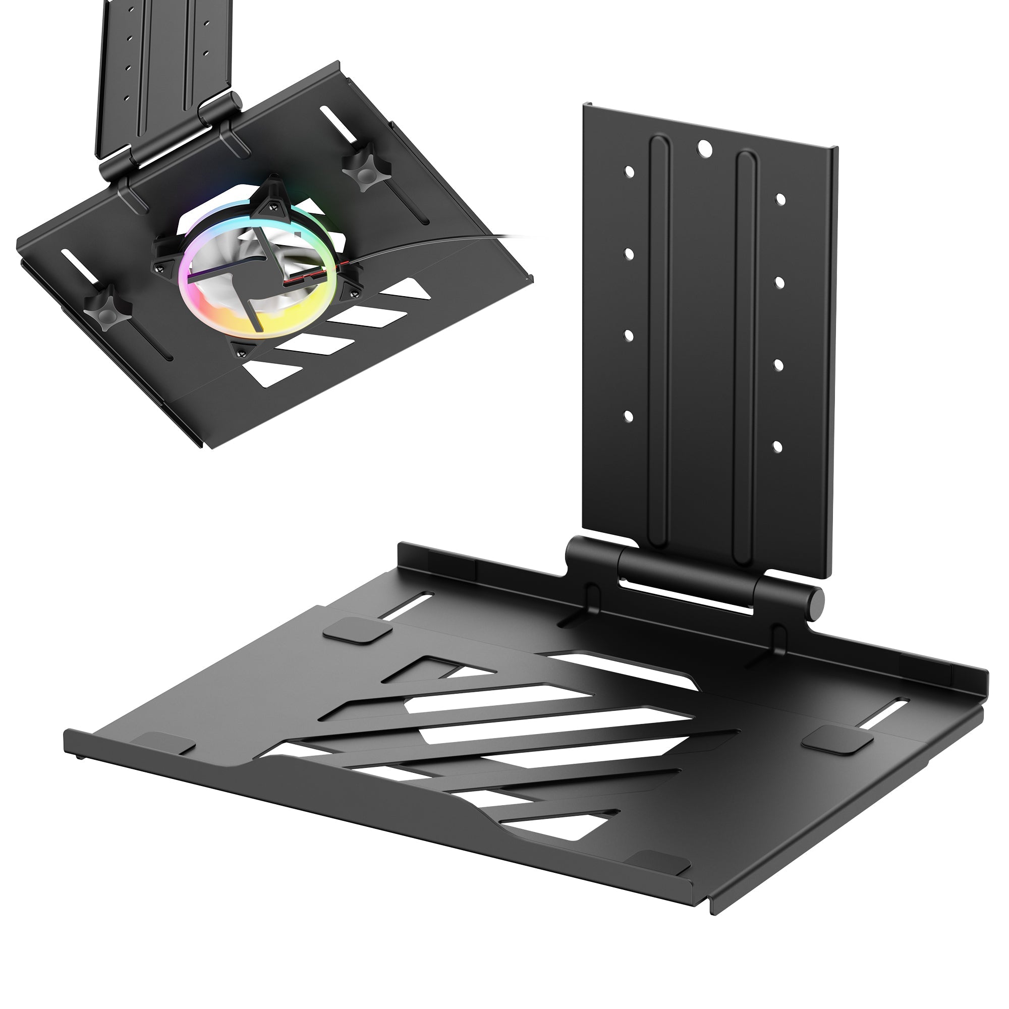 AVLT Adjustable Laptop Tray With Support For 120mm Fan Compatible With VESA 75x75 Monitor Arm - Black