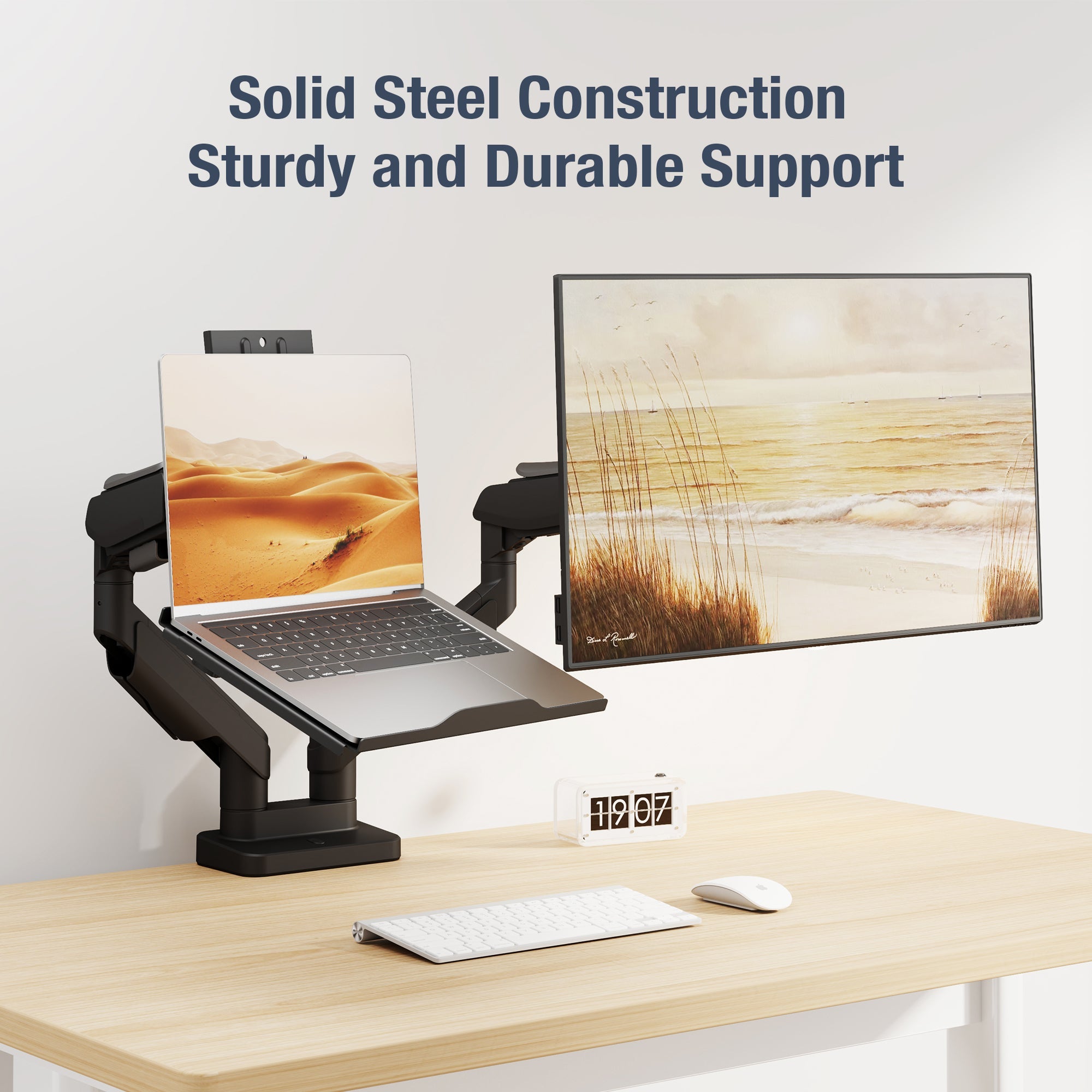AVLT Adjustable Laptop Tray With Support For 120mm Fan Compatible With VESA 75x75 Monitor Arm - Black