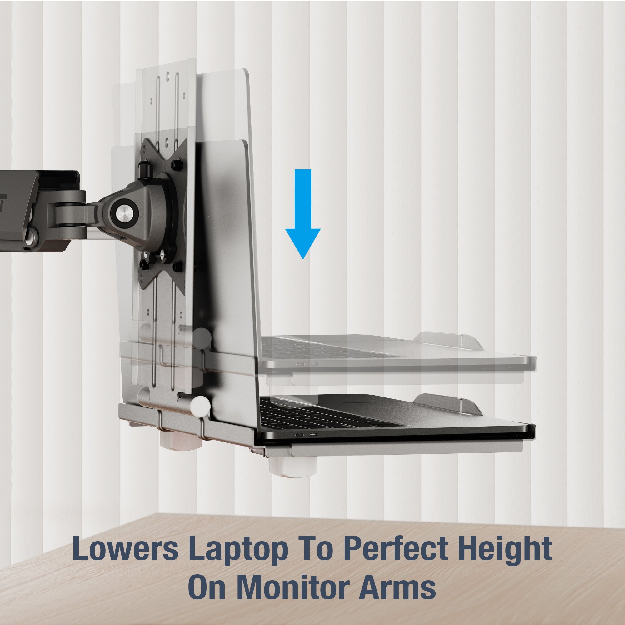 AVLT Adjustable Laptop Tray With Support For 120mm Fan Compatible With VESA 75x75 Monitor Arm - Gray
