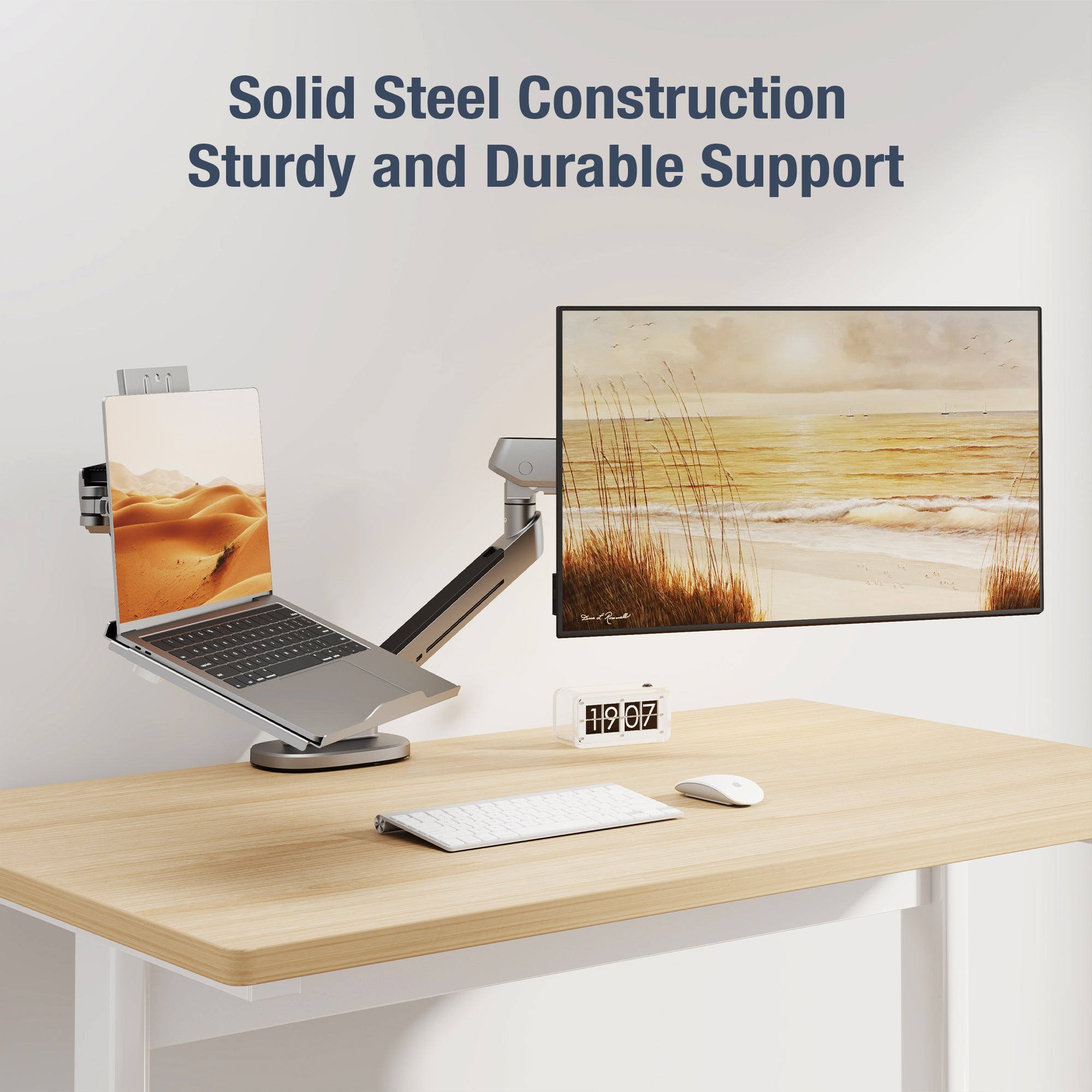 AVLT Adjustable Laptop Tray With Support For 120mm Fan Compatible With VESA 75x75 Monitor Arm - Gray