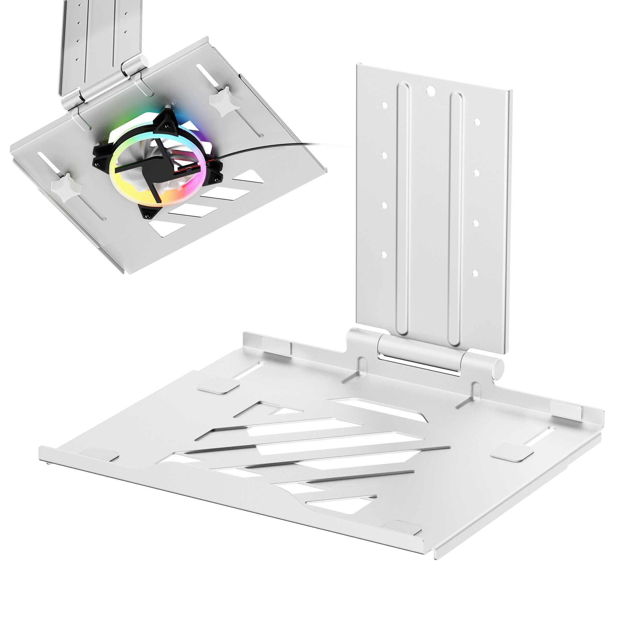 AVLT Adjustable Laptop Tray With Support For 120mm Fan Compatible With VESA 75x75 Monitor Arm - White