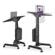 AVLT Height Adjustable Foot Pedal Mobile Workstation with Tilting Desk - Black