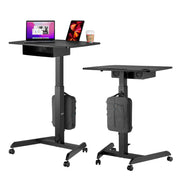 AVLT Height Adjustable Foot Pedal Mobile Workstation with Shelf - Black