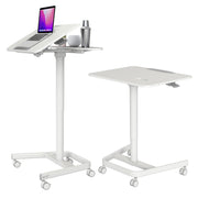 AVLT Mobile Standing Desk With Split Top Tilting Tray - White
