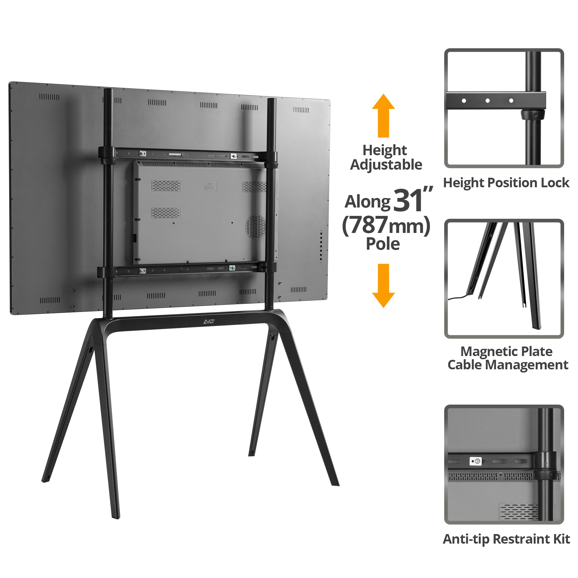 AVLT Studio Steel Quad TV Floor Stand - Black