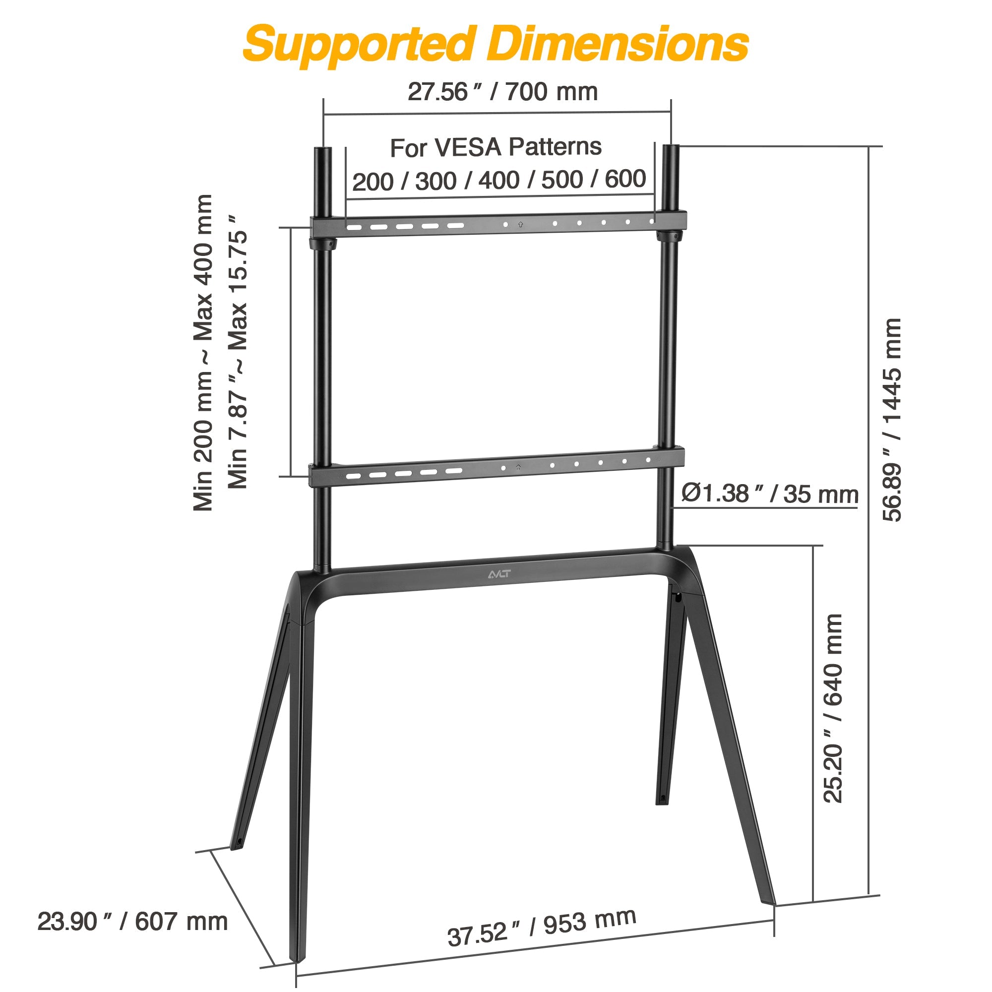 AVLT Studio Steel Quad TV Floor Stand - Black