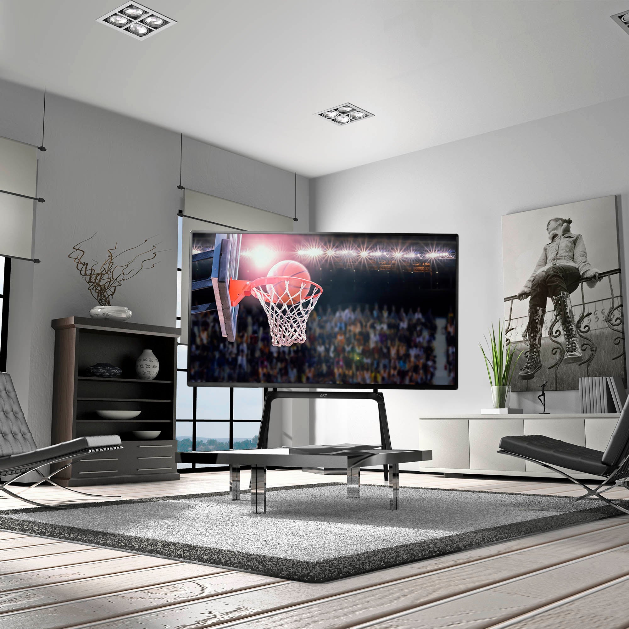 AVLT Studio Steel Quad TV Floor Stand - Black