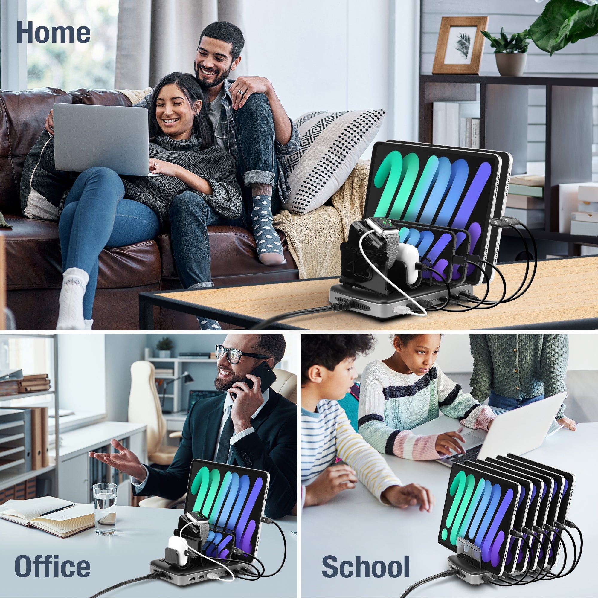 AceProAV 160W 6-Port USB-A/C Charging Station with PD3.1 - Black