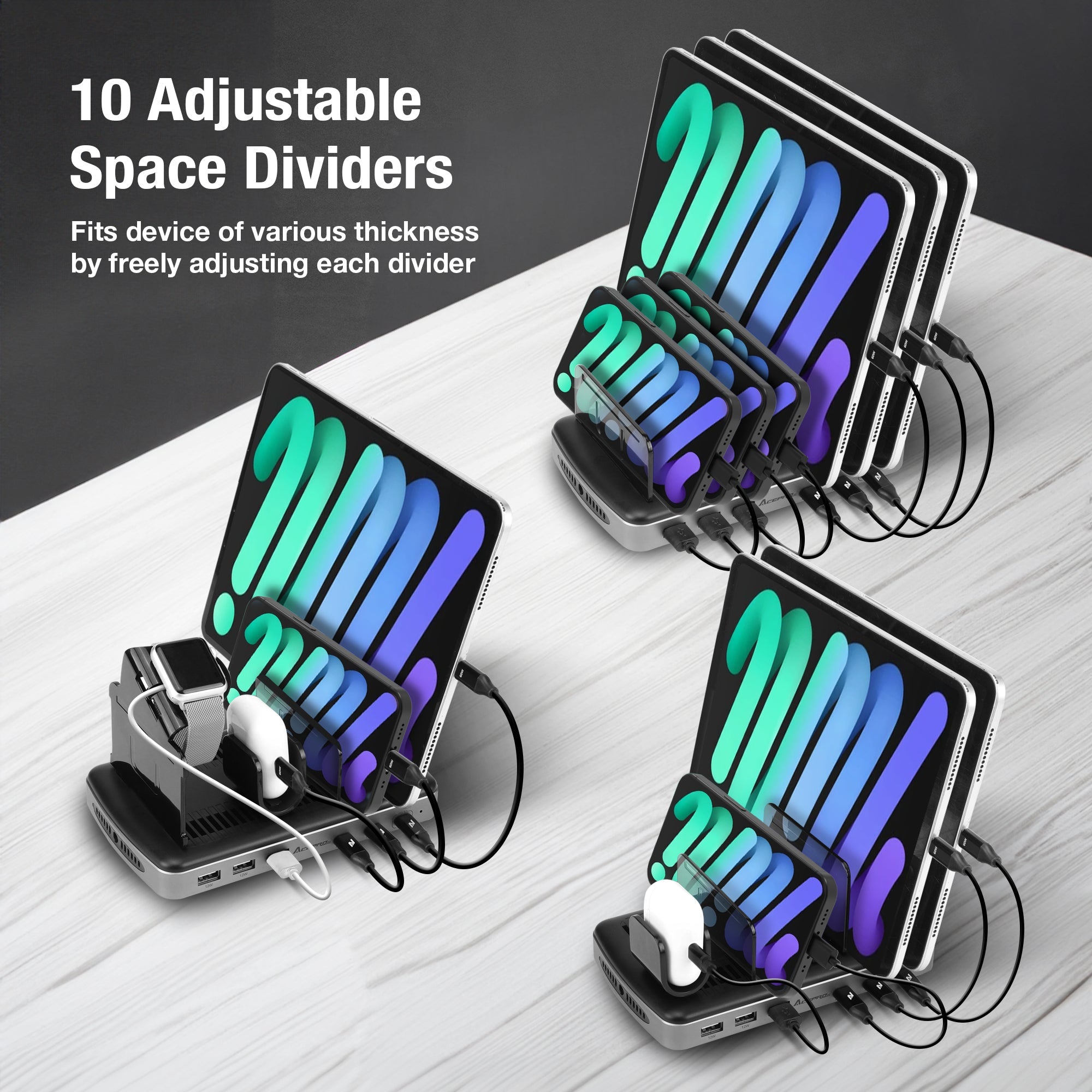 AceProAV 160W 6-Port USB-A/C Charging Station with PD3.1 - Black