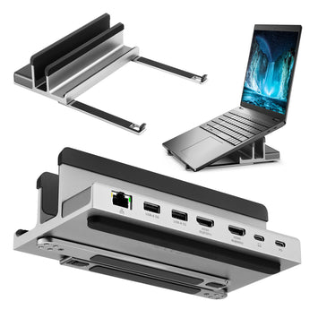 AceProAV 6 in 1 USB-C Laptop Stand with 8K Multitask Docking Station - Gray