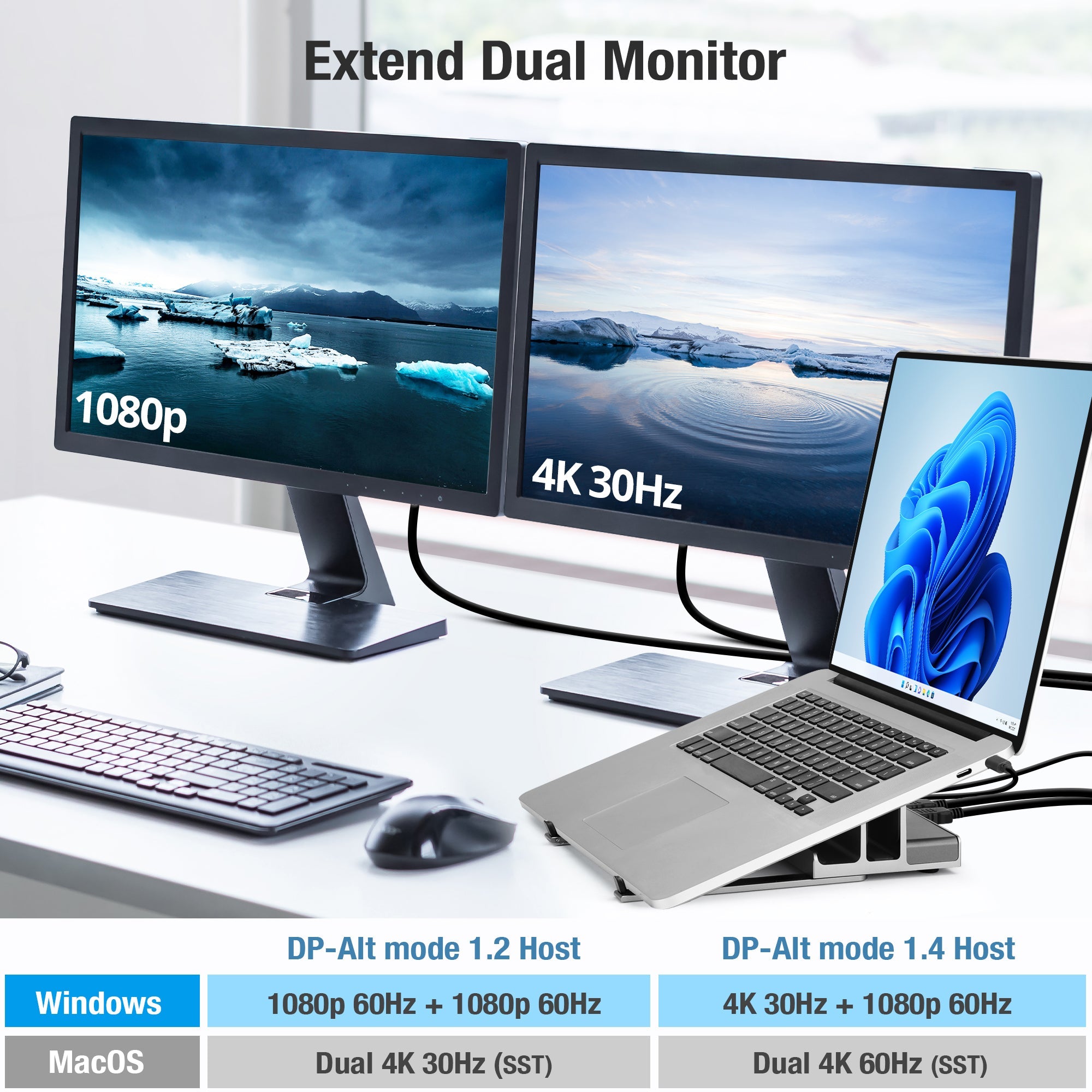 AceProAV 6 in 1 USB-C Laptop Stand with 8K Multitask Docking Station - Gray