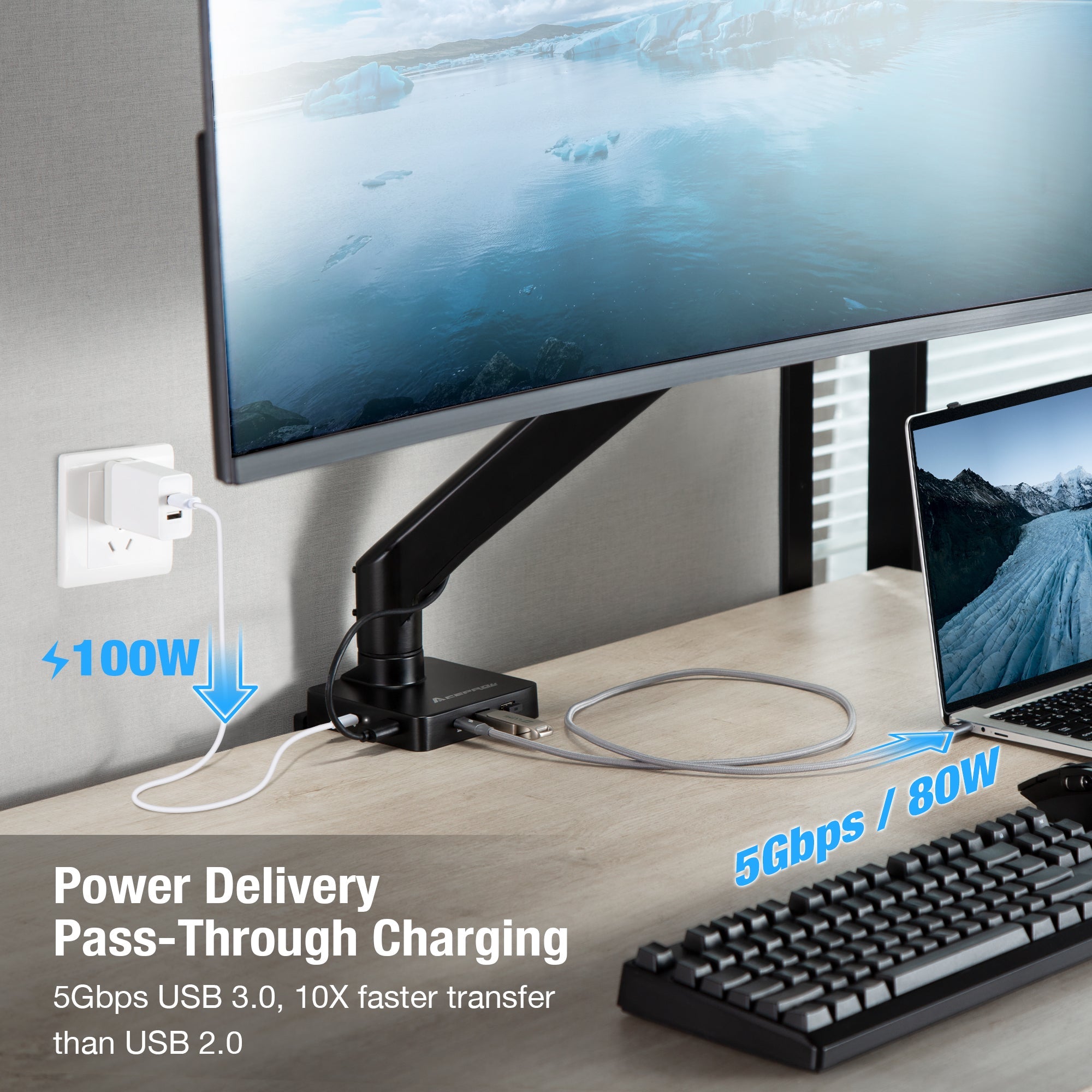 AceProAV 5 in 1 Multiport USB-C Single Mount Dock - Black
