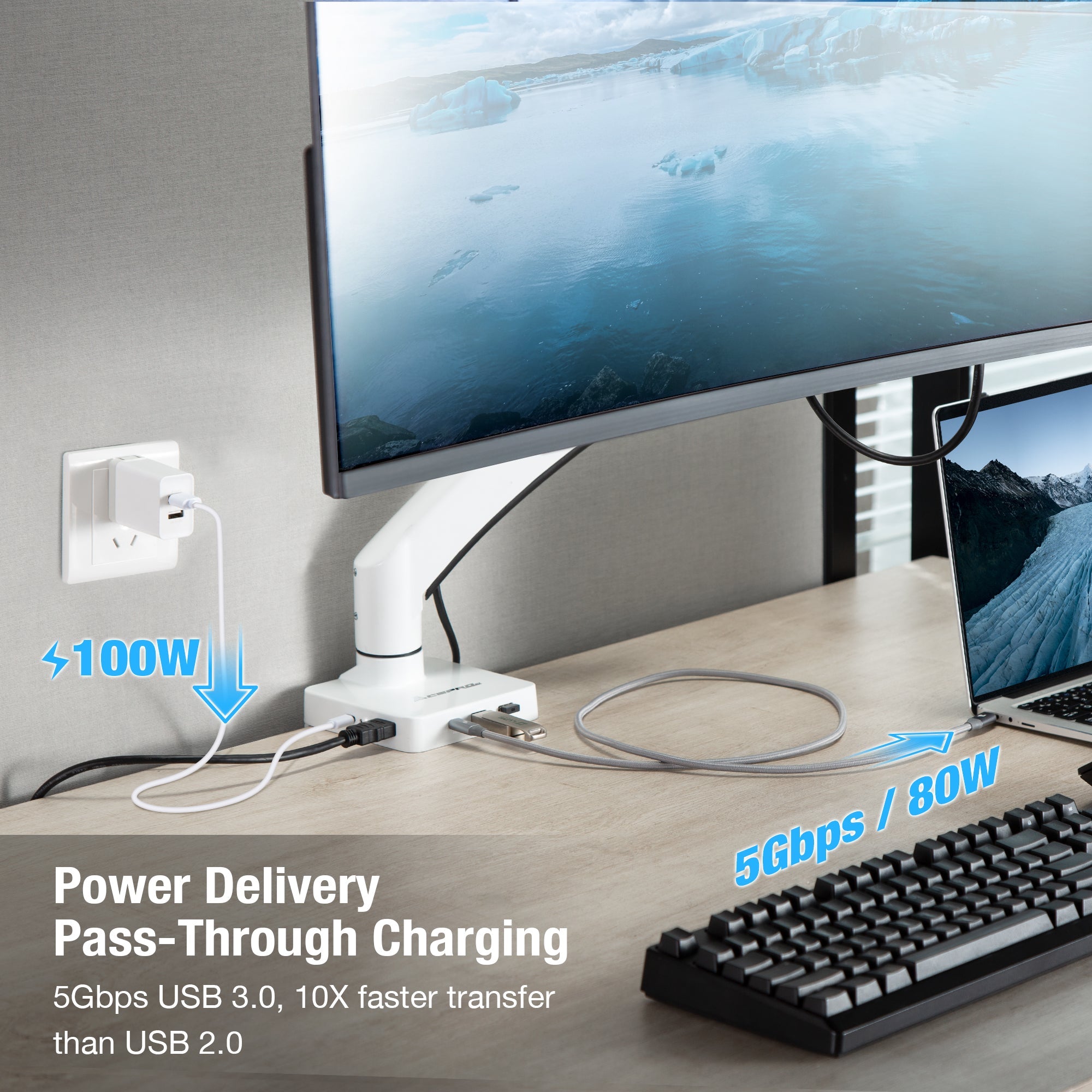 AceProAV 5 in 1 Multiport USB-C Single Mount Dock - White